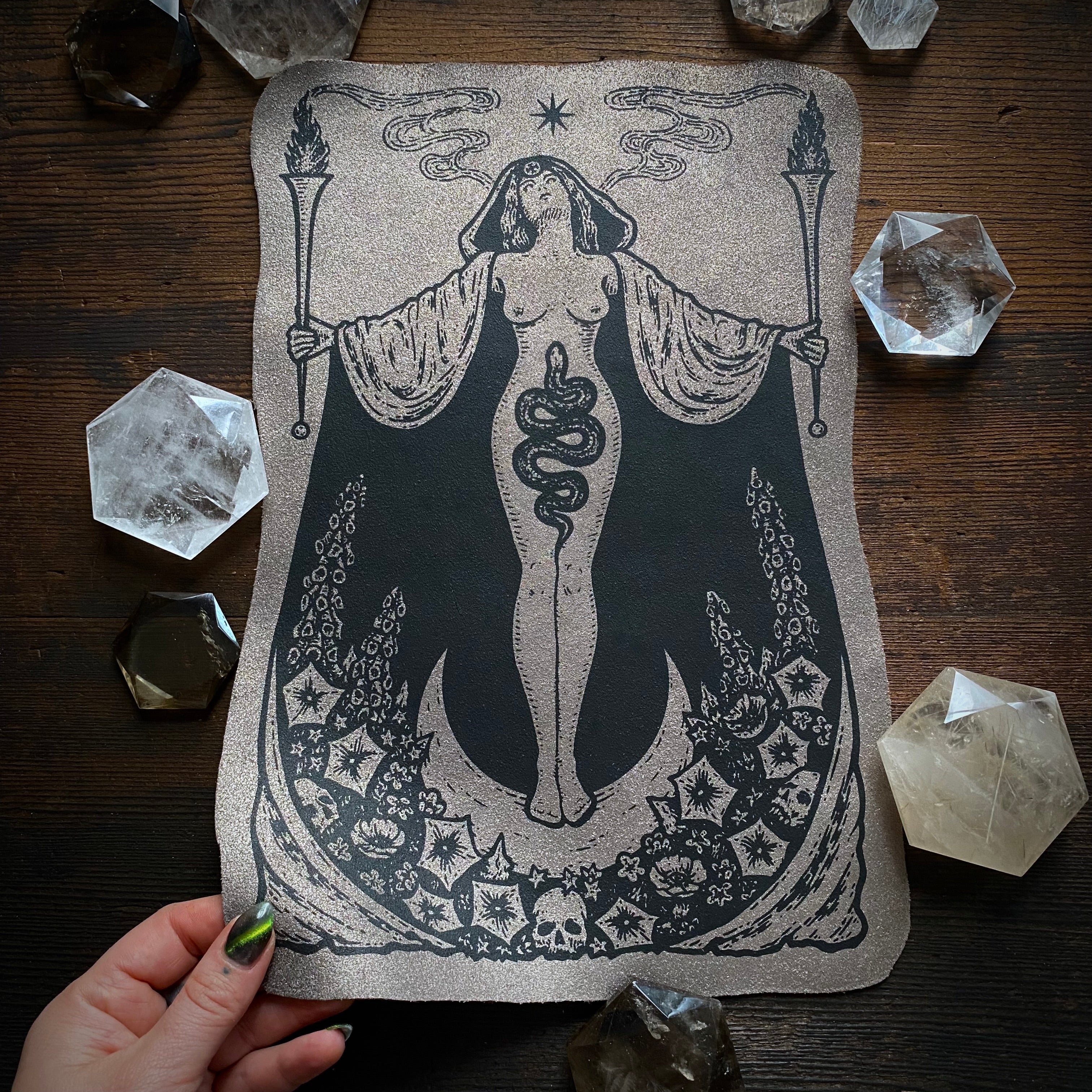 Hecate's Garden leather patch and altar cloth
