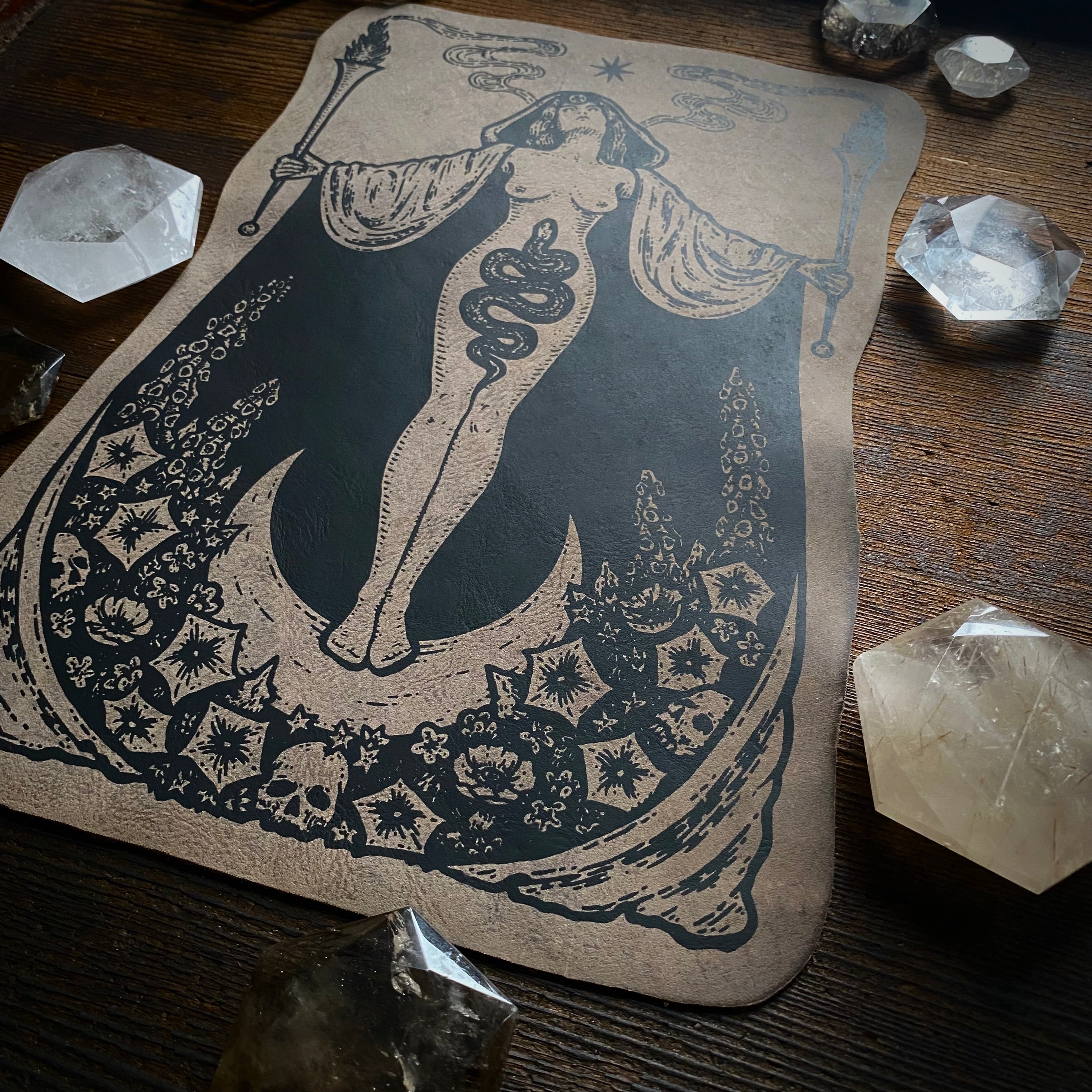 Hecate's Garden leather patch and altar cloth
