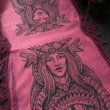 Dragon Empress altar cloth runner in Sunset Berry, one-of-a-kind