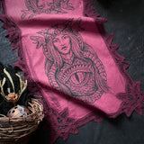 Dragon Empress altar cloth runner in Sunset Berry, one-of-a-kind