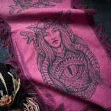 Dragon Empress altar cloth runner in Sunset Berry, one-of-a-kind