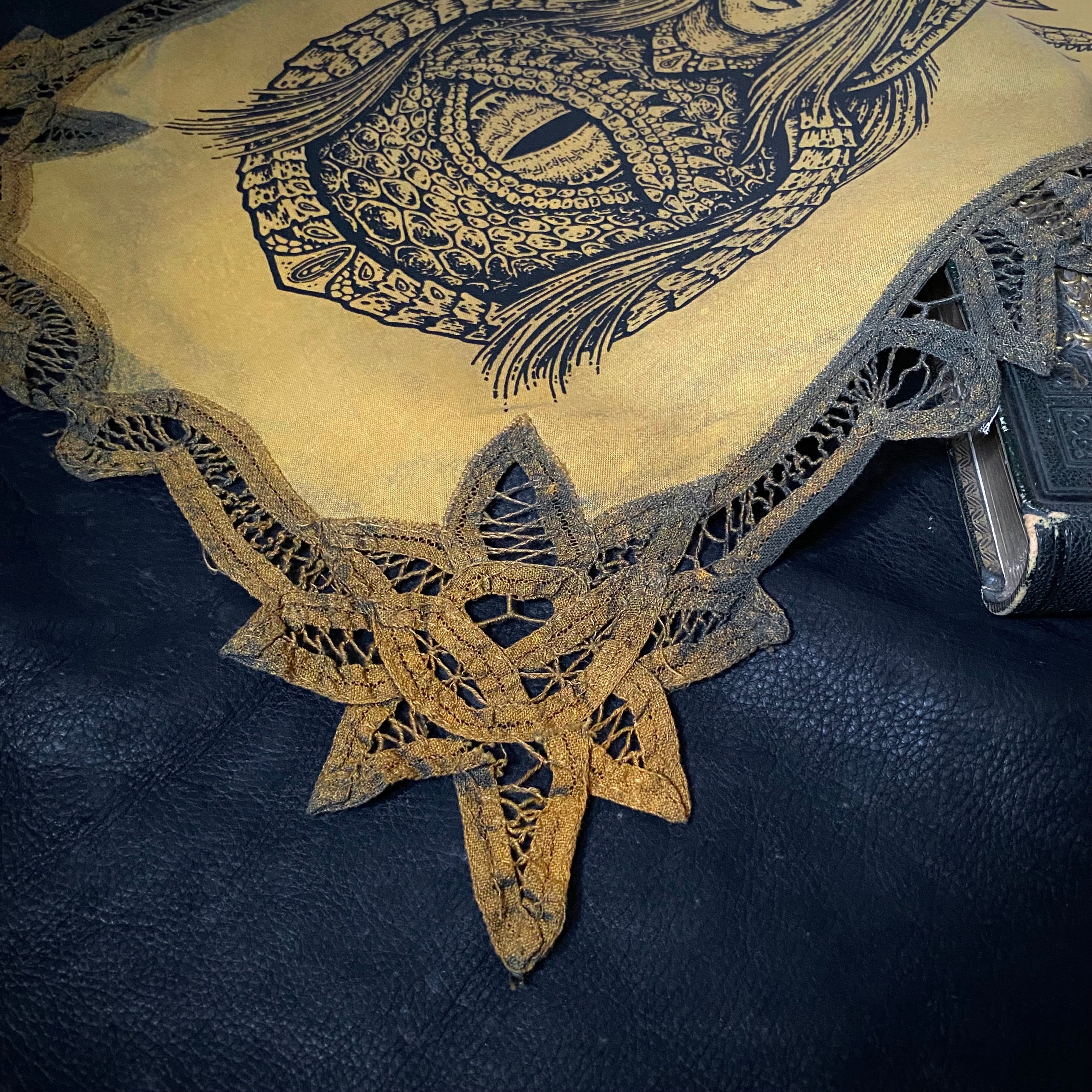 Dragon Empress altar cloth runner in Goldenrod Field, one-of-a-kind