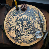 Winter's Wheel screen printed lazy susan altar piece