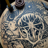 Winter's Wheel screen printed lazy susan altar piece