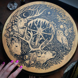 Winter's Wheel screen printed lazy susan altar piece
