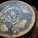 Winter's Wheel screen printed lazy susan altar piece