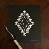 Death Diamond screen print on black paper