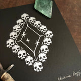 Death Diamond screen print on black paper