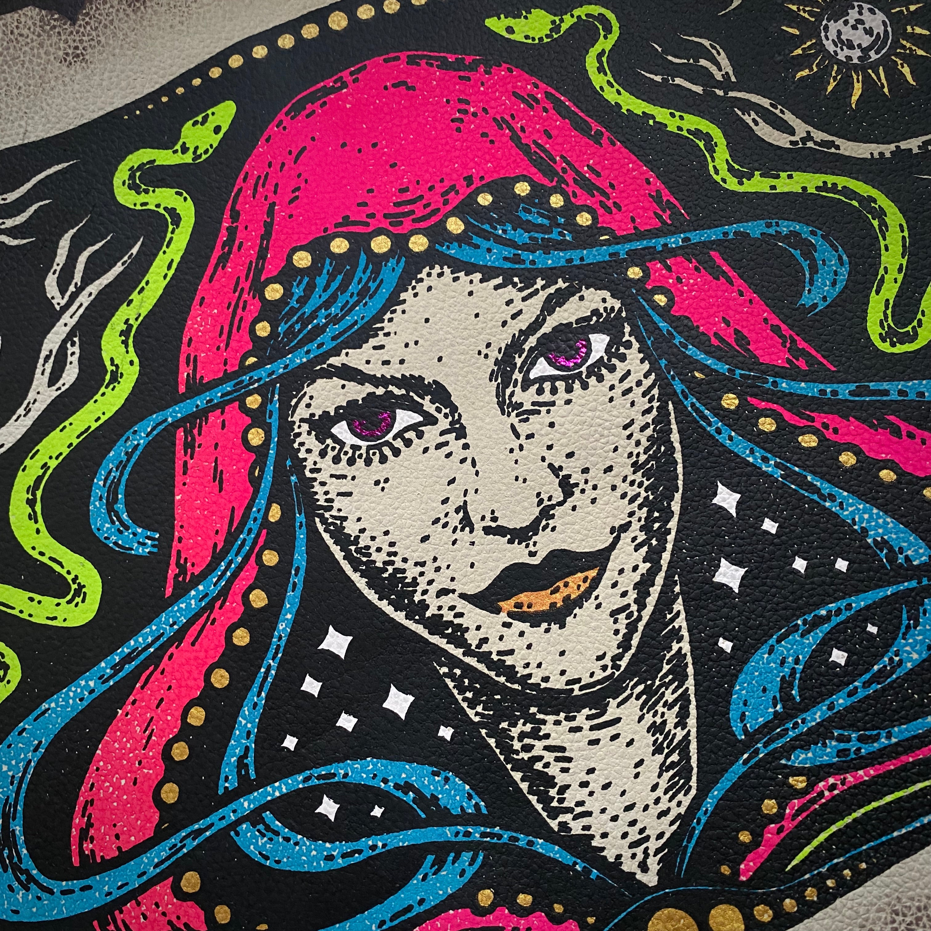 Starspell FULL COLOR ivory leather altar cloth, one-of-a-kind