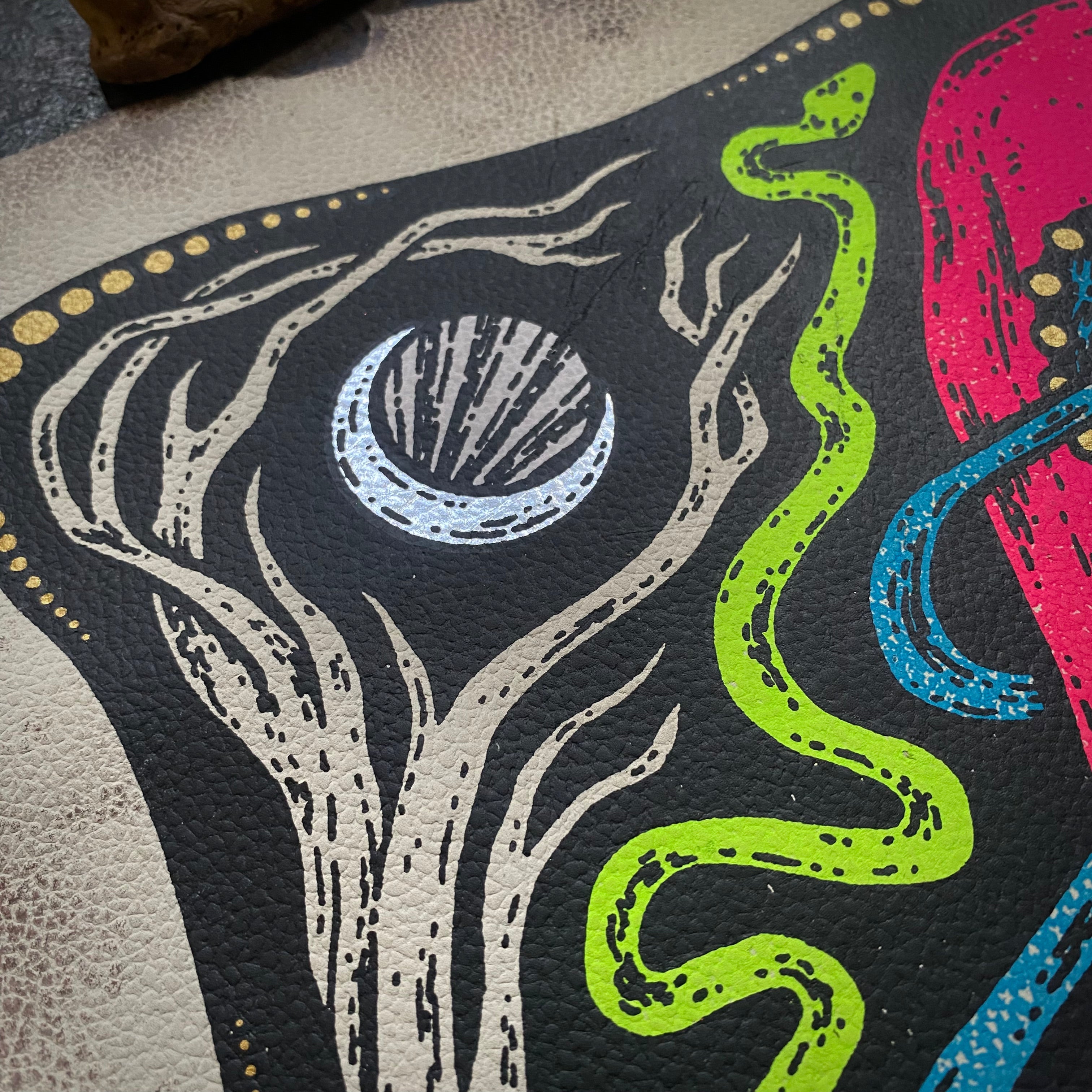 Starspell FULL COLOR ivory leather altar cloth, one-of-a-kind