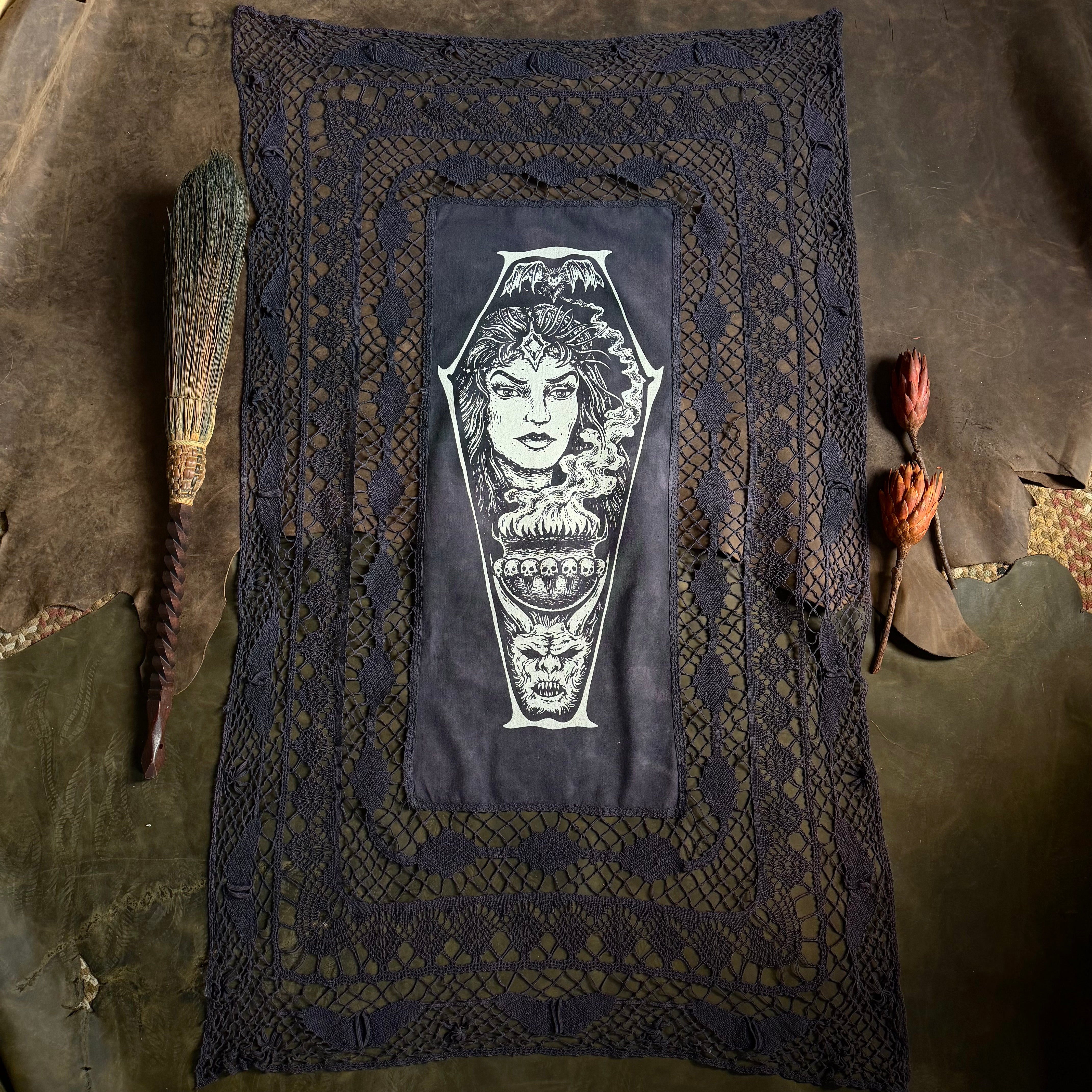 Sorceress of Shadow x-large altar cloth in Midnight, one-of-a-kind
