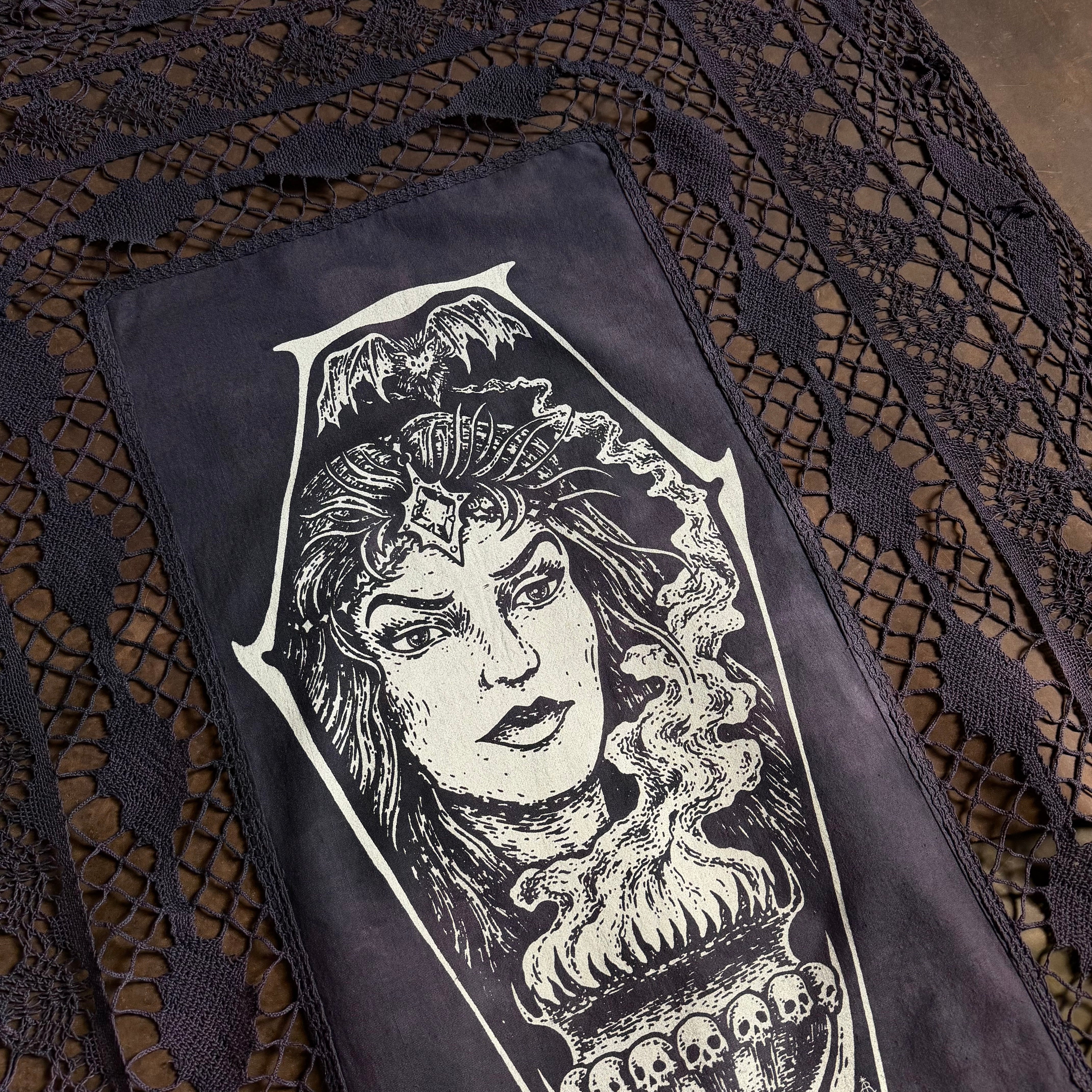 Sorceress of Shadow x-large altar cloth in Midnight, one-of-a-kind