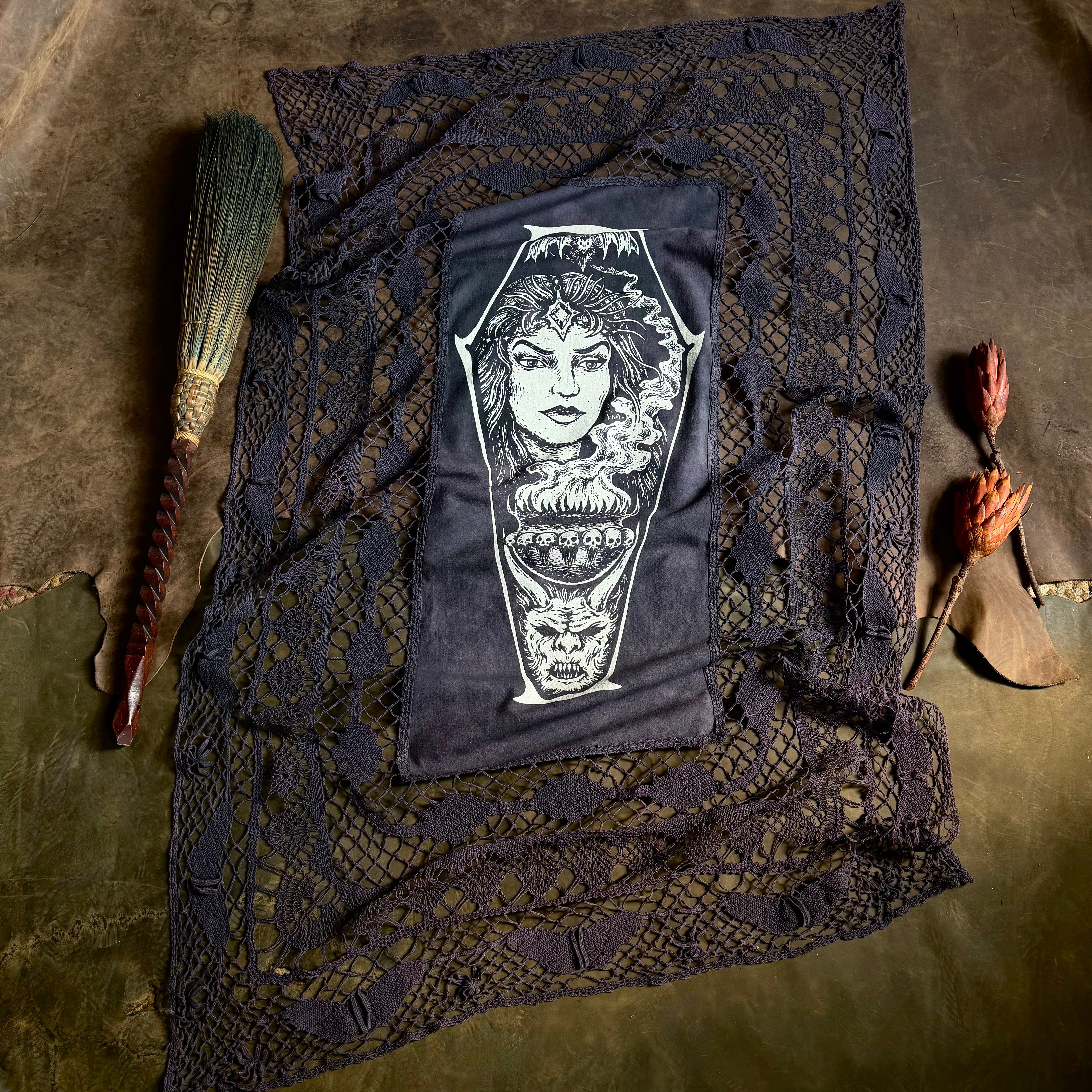 Sorceress of Shadow x-large altar cloth in Midnight, one-of-a-kind