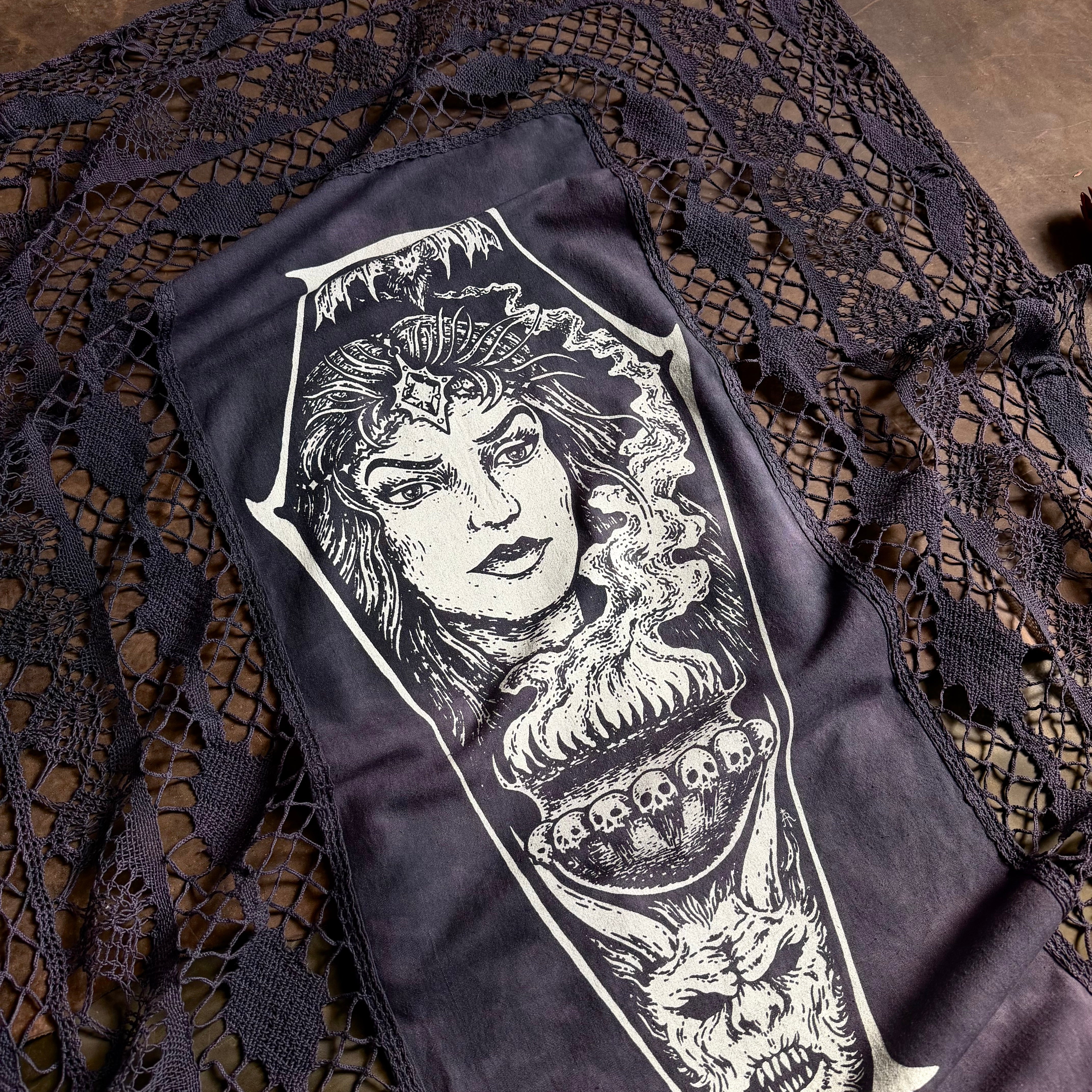 Sorceress of Shadow x-large altar cloth in Midnight, one-of-a-kind