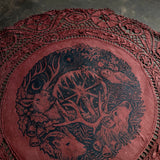 Winter's Wheel round altar cloth in Wine, one-of-a-kind
