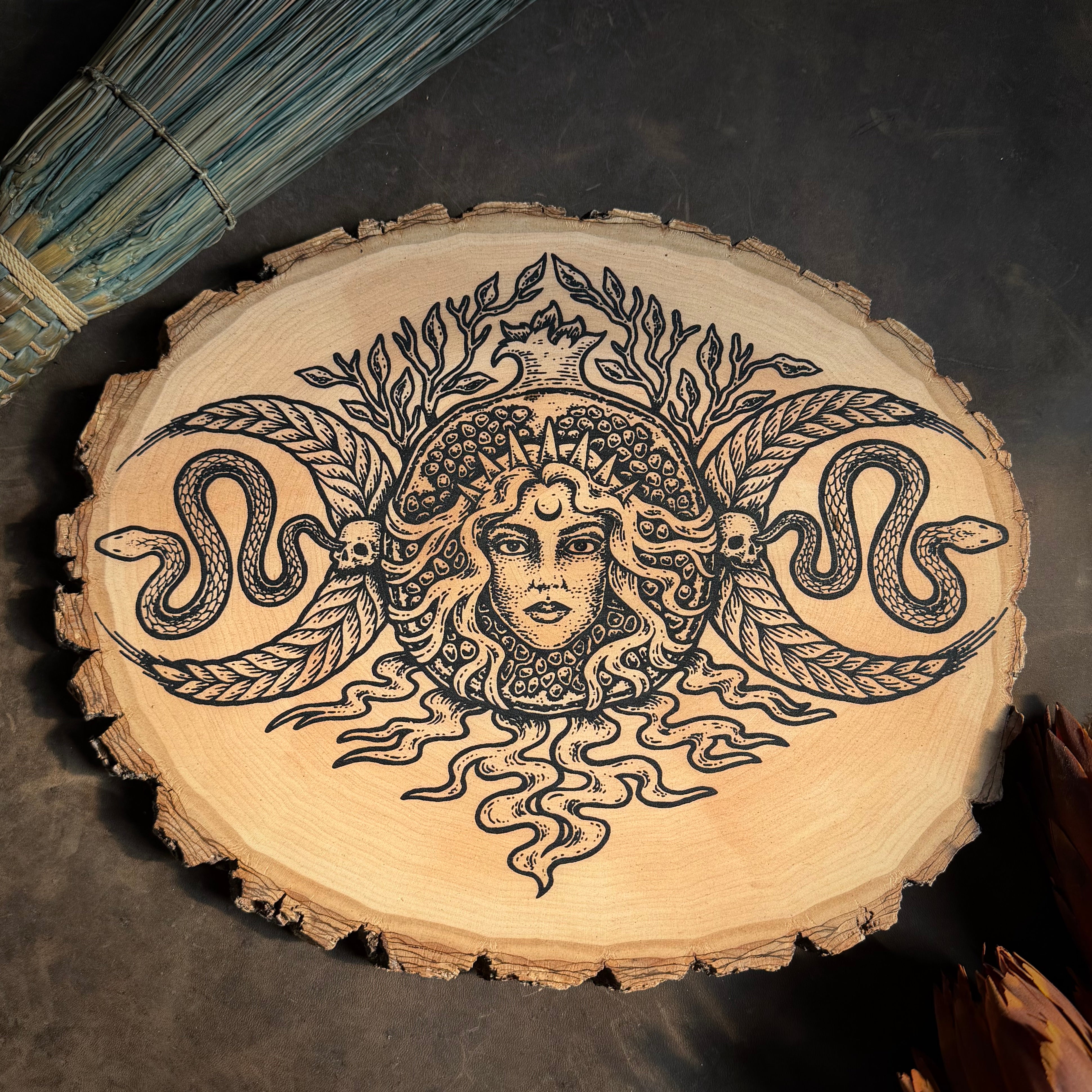 Persephone wooden altar piece