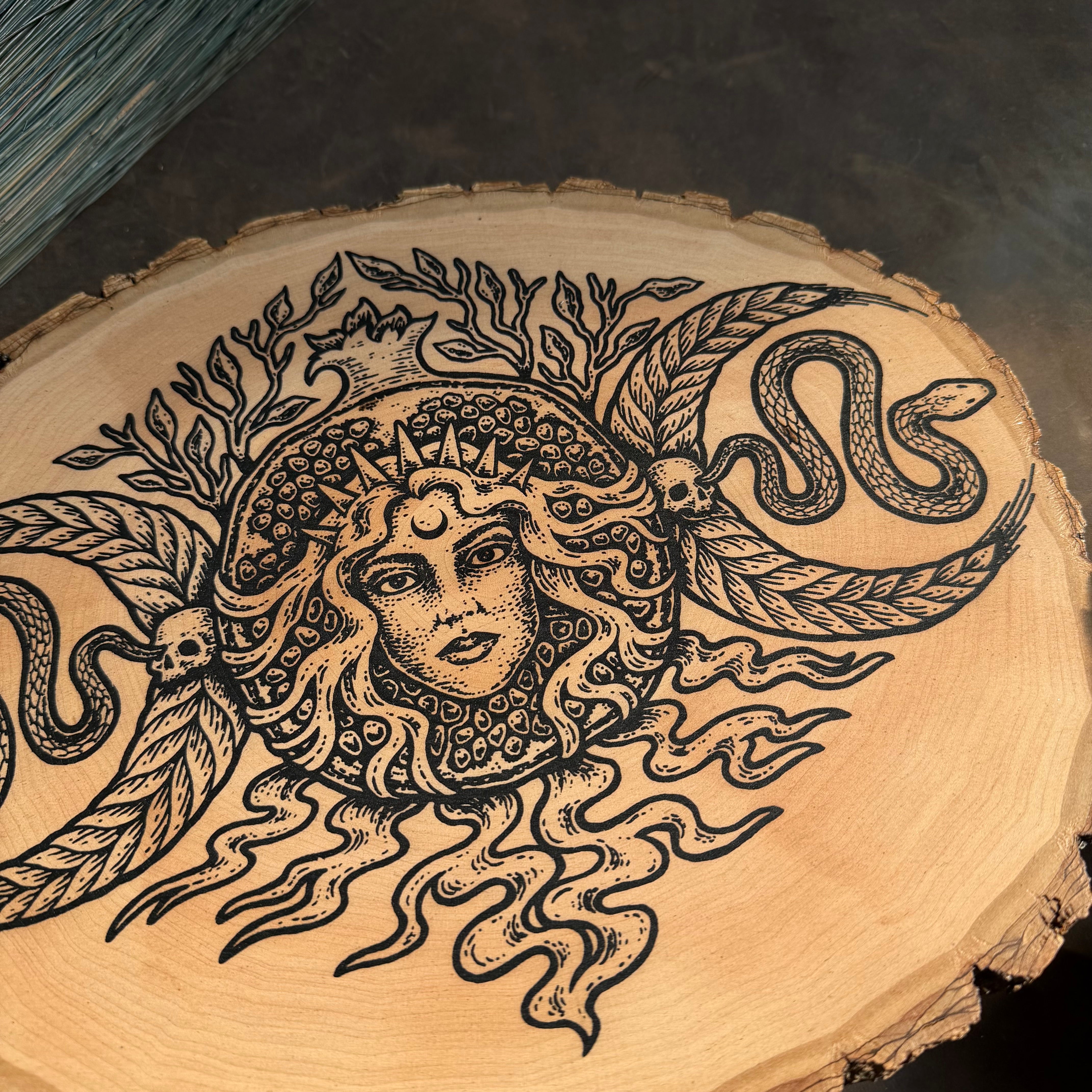 Persephone wooden altar piece