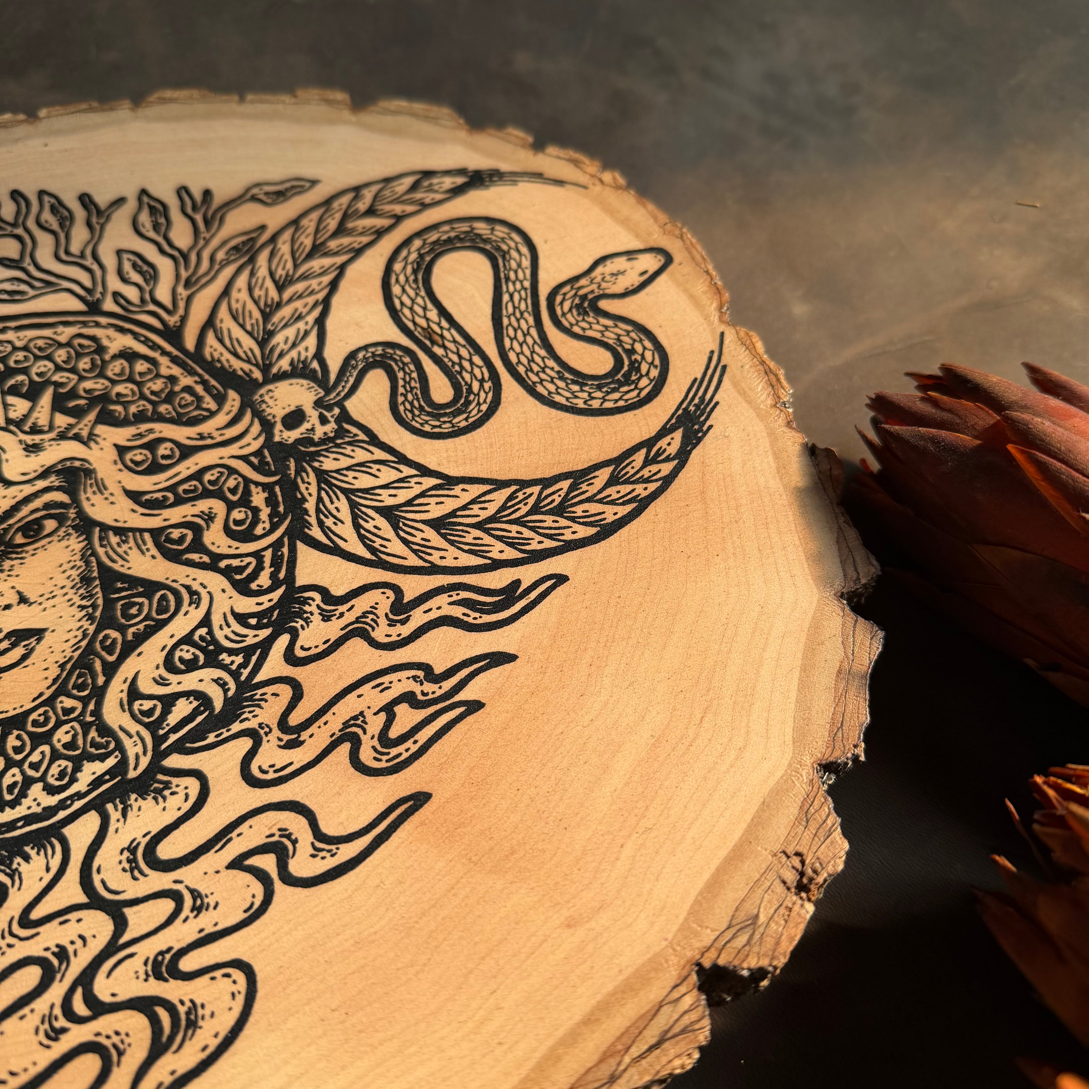 Persephone wooden altar piece