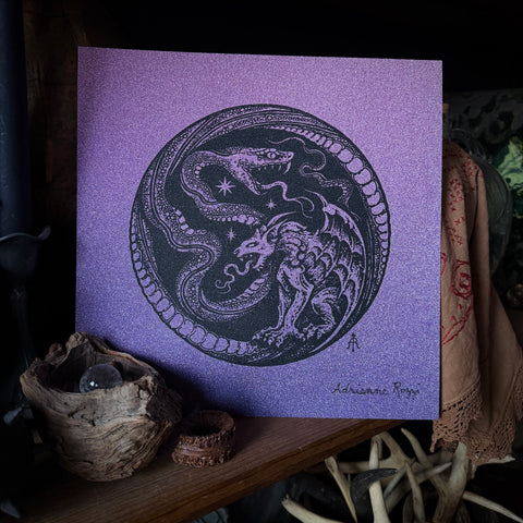 Serpent Hour screen print on glitter paper, limited
