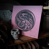 Serpent Hour screen print on glitter paper, limited