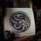 Serpent Hour screen print on glitter paper, limited