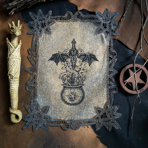 Cauldron Born altar cloth in Lichen, one-of-a-kind