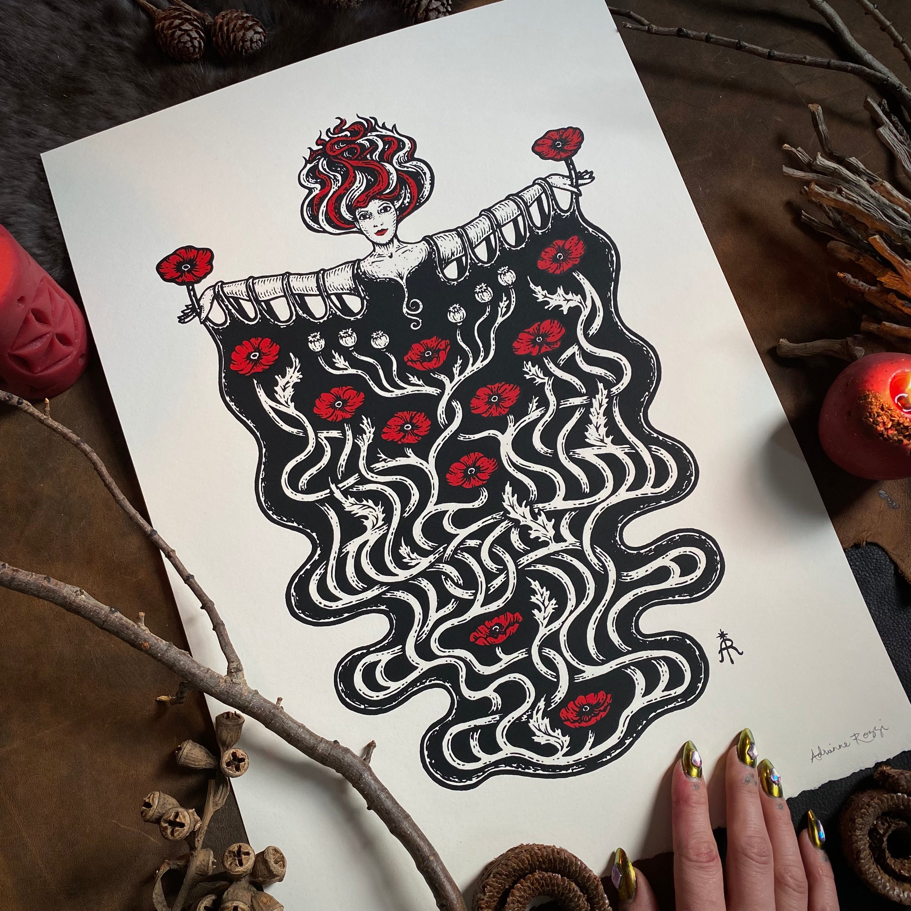 The Queen and What Follows screen print, limited edition RED