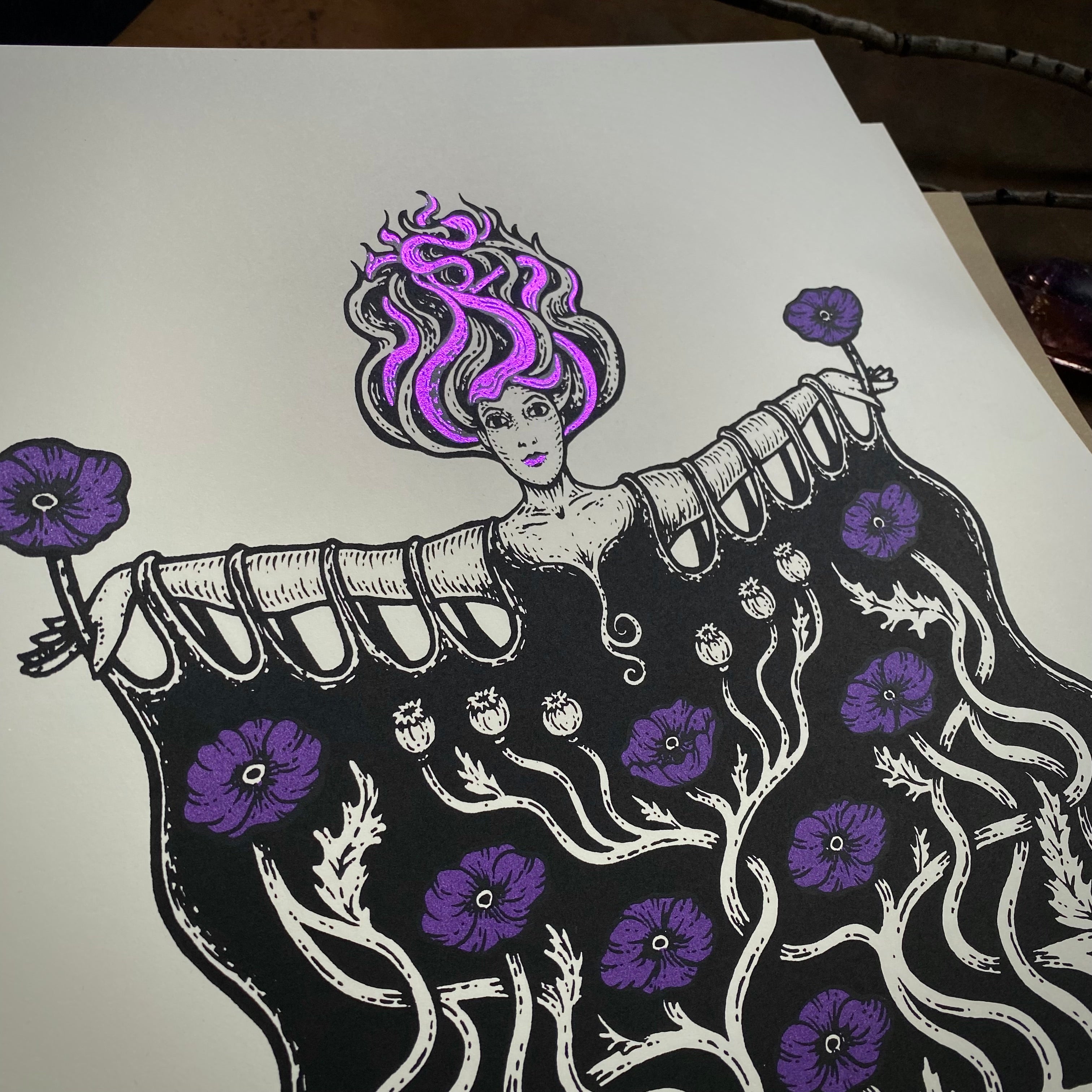 The Queen and What Follows screen print, limited edition PURPLE