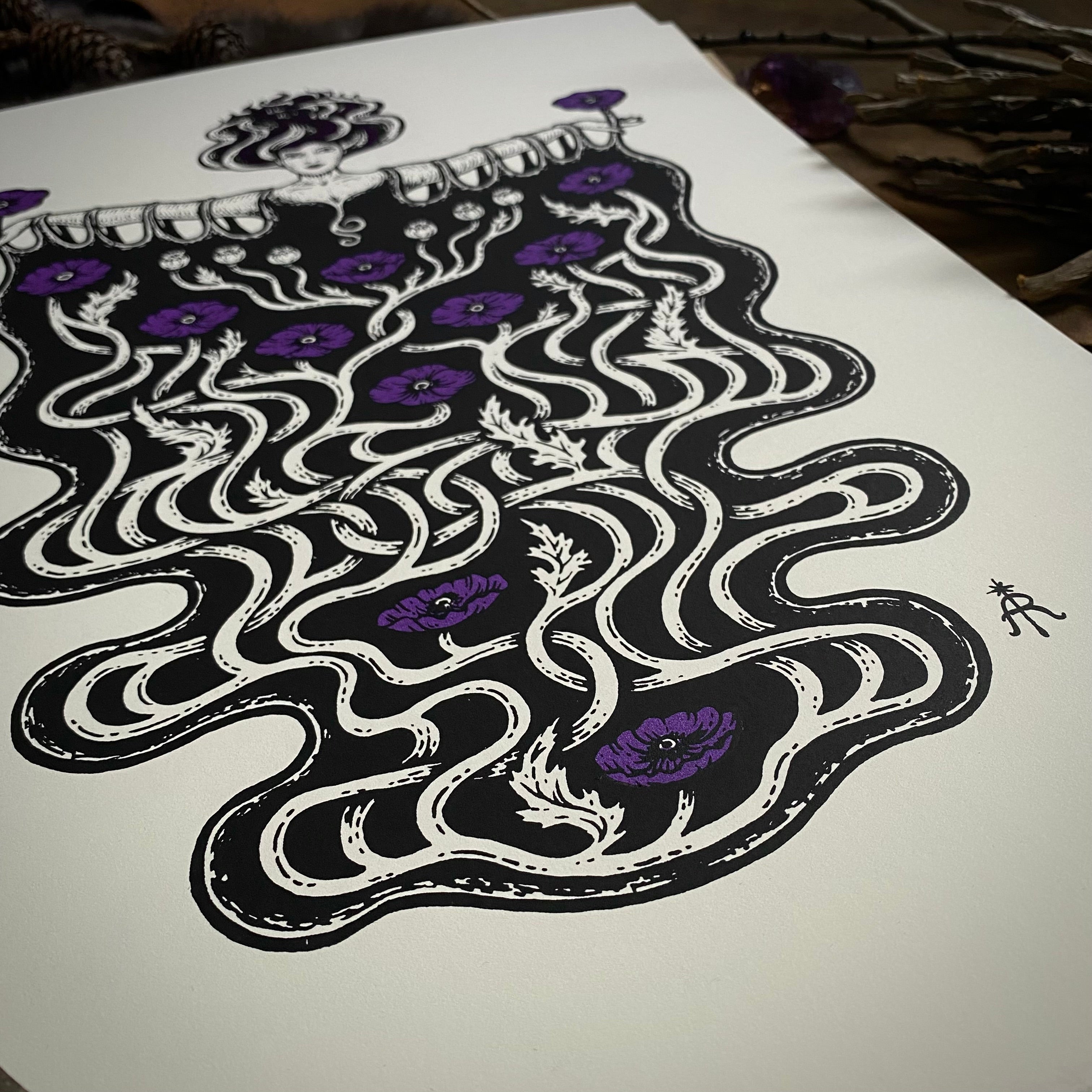 The Queen and What Follows screen print, limited edition PURPLE