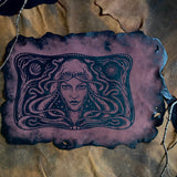 Starspell leather altar cloth #4 in Belladonna, one-of-a-kind