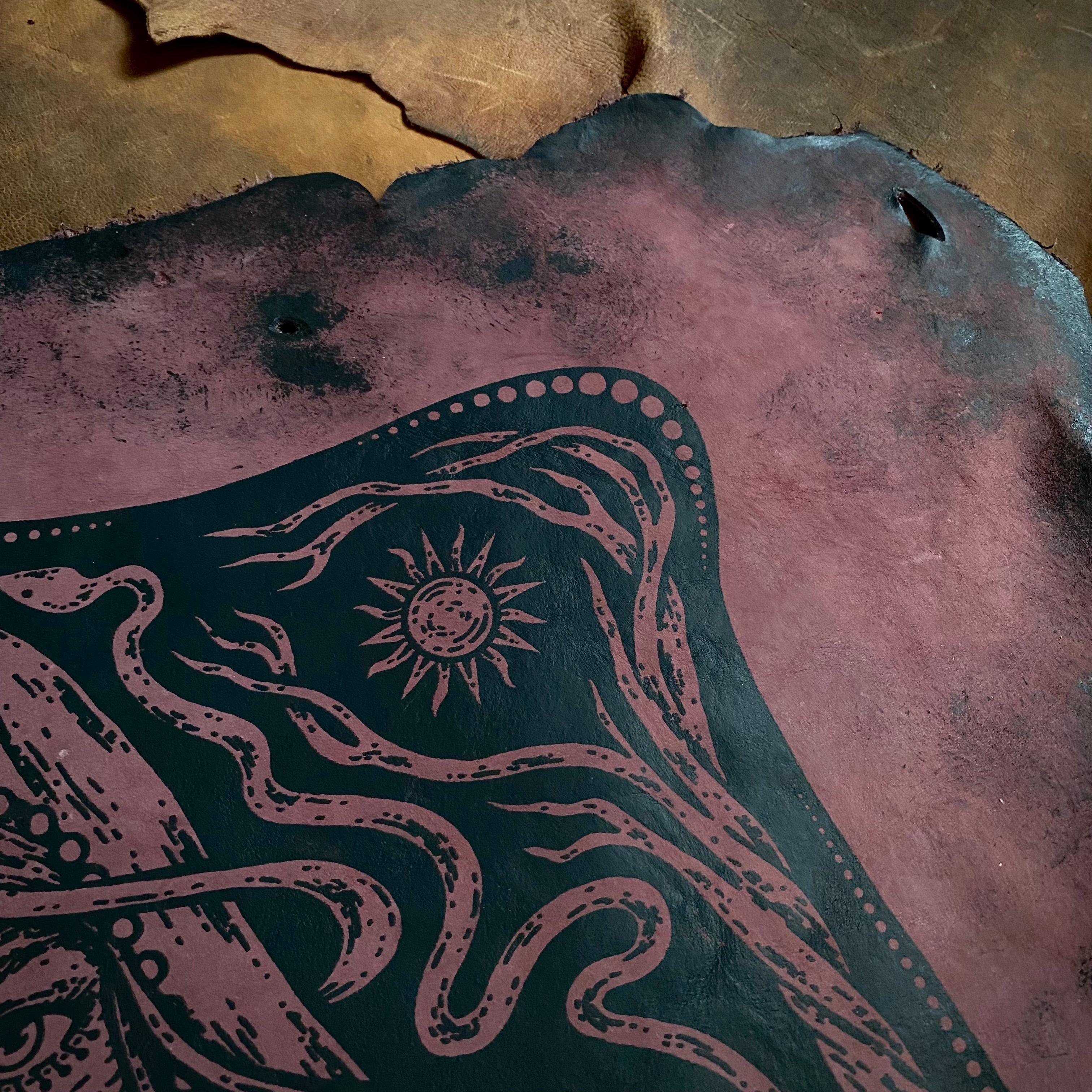 Starspell leather altar cloth #4 in Belladonna, one-of-a-kind