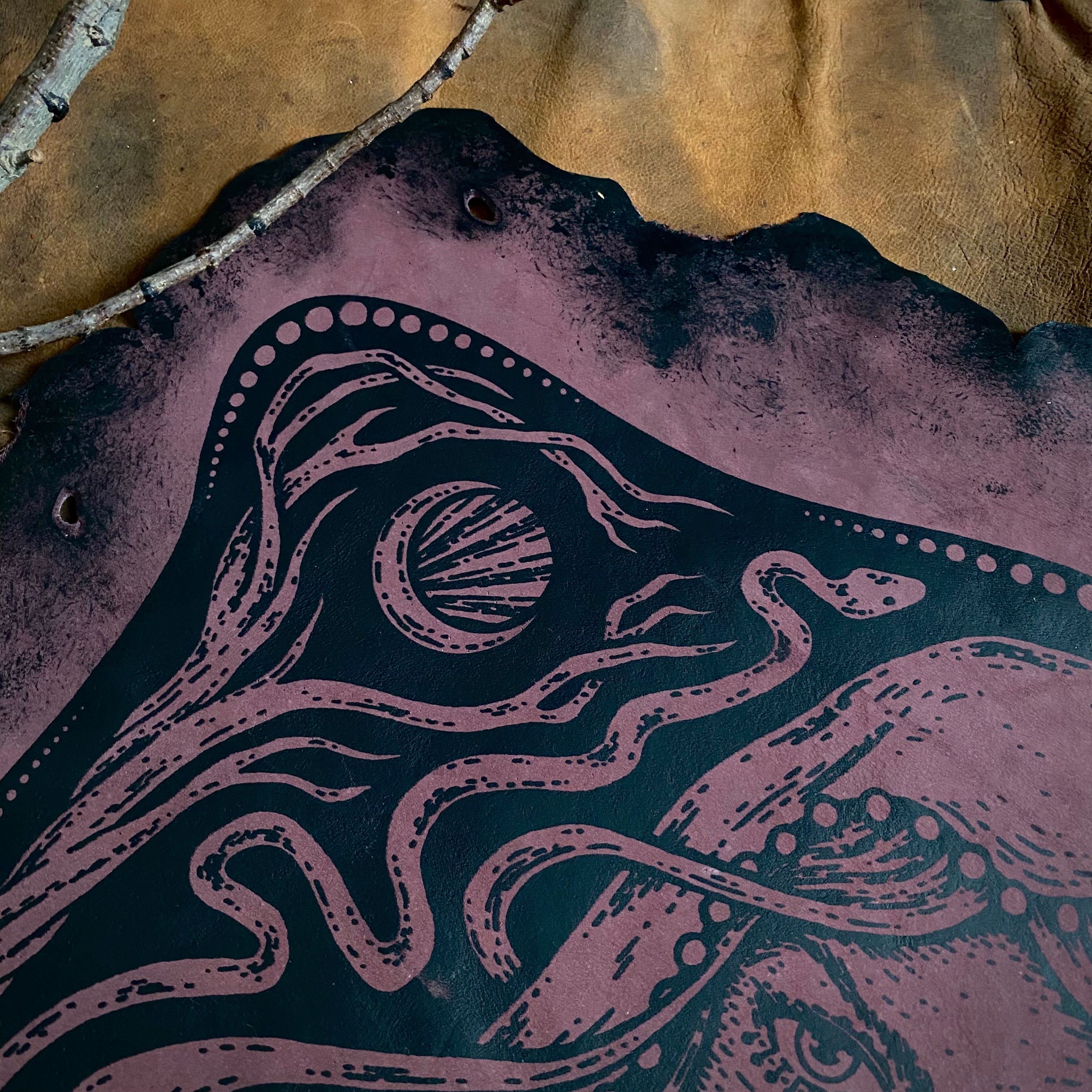 Starspell leather altar cloth #4 in Belladonna, one-of-a-kind