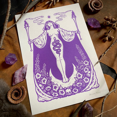 Hecate's Garden screen print in Royal Purple