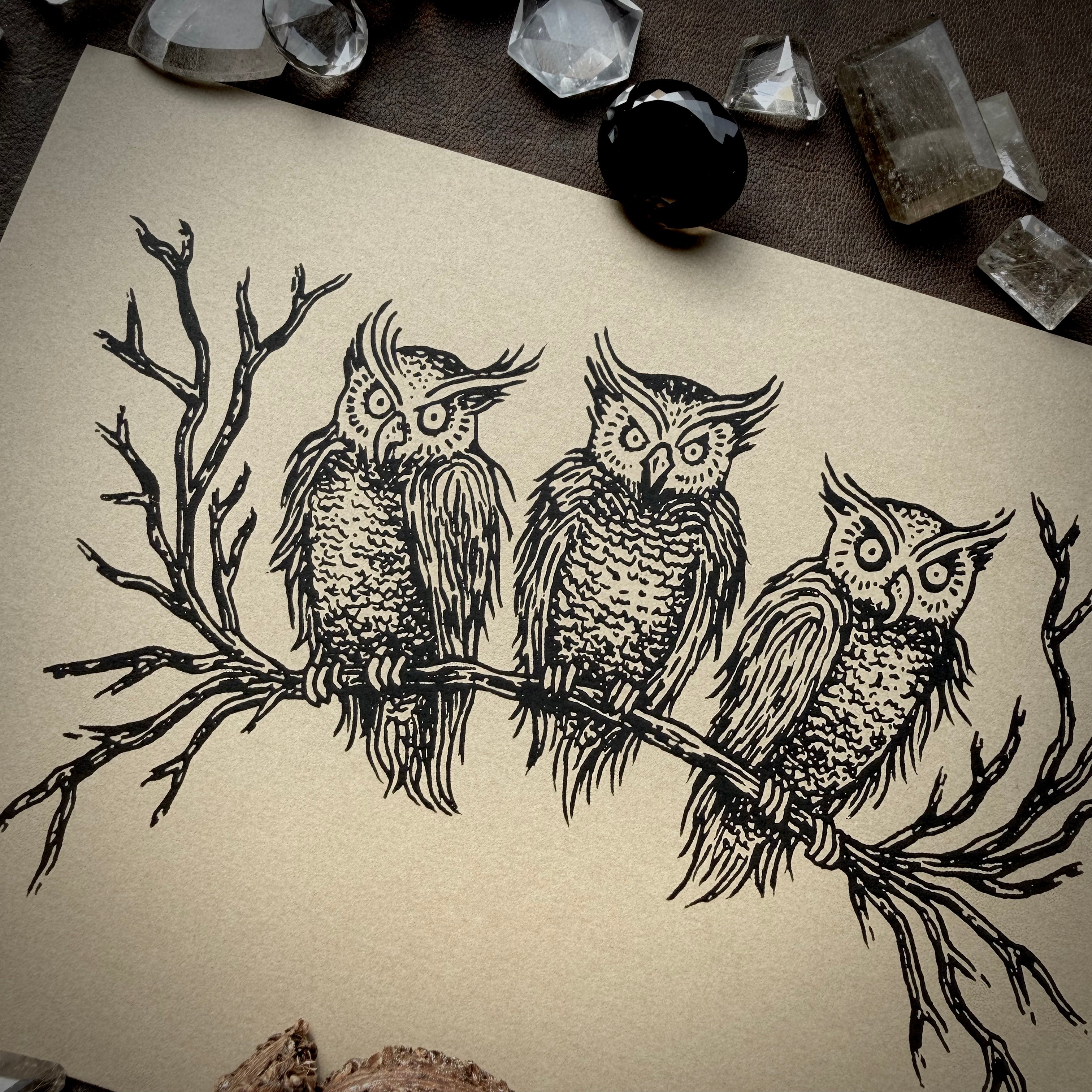 Birds of Night screen print