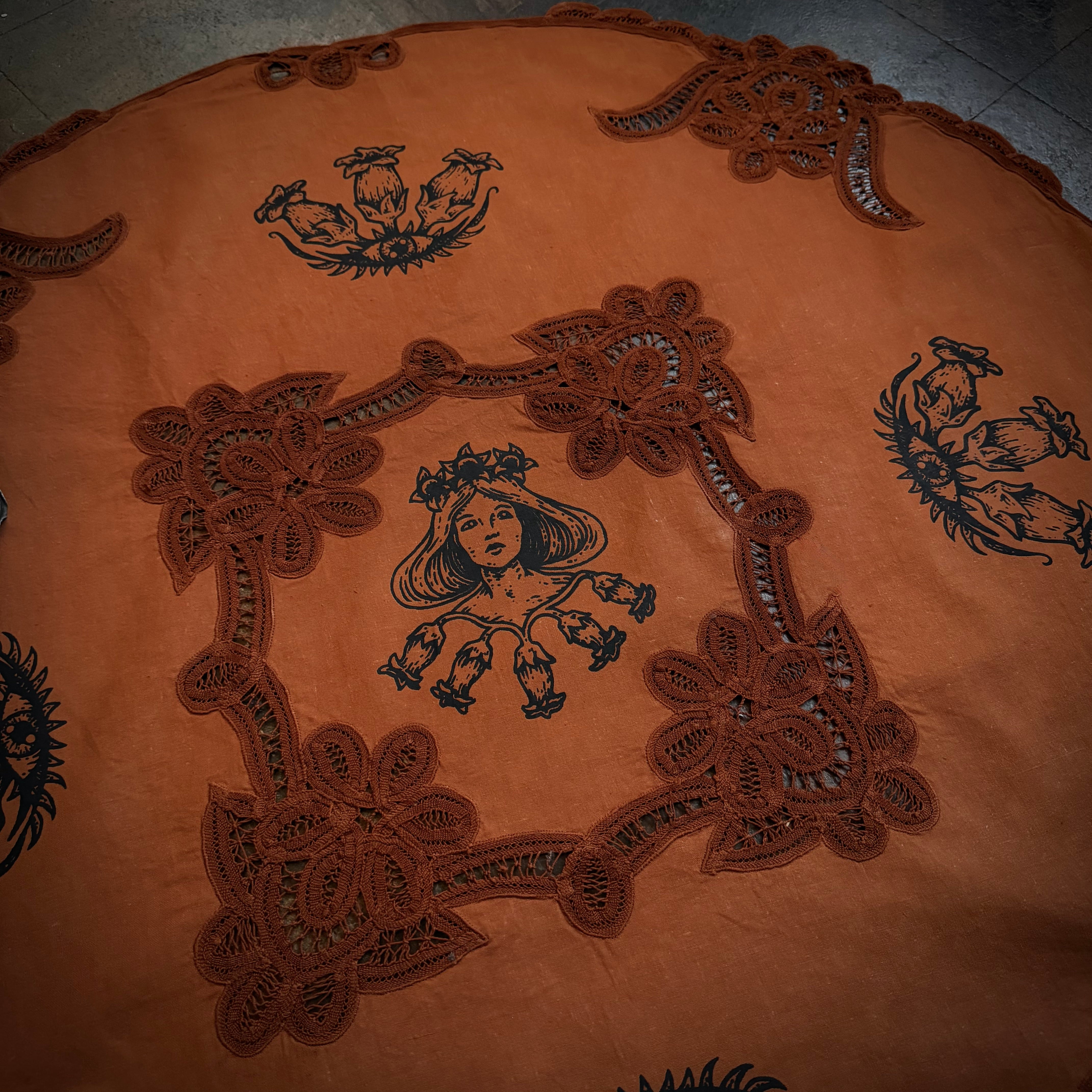 Lady Belladonna large round altar cloth in Pumpkin Pie, one-of-a-kind