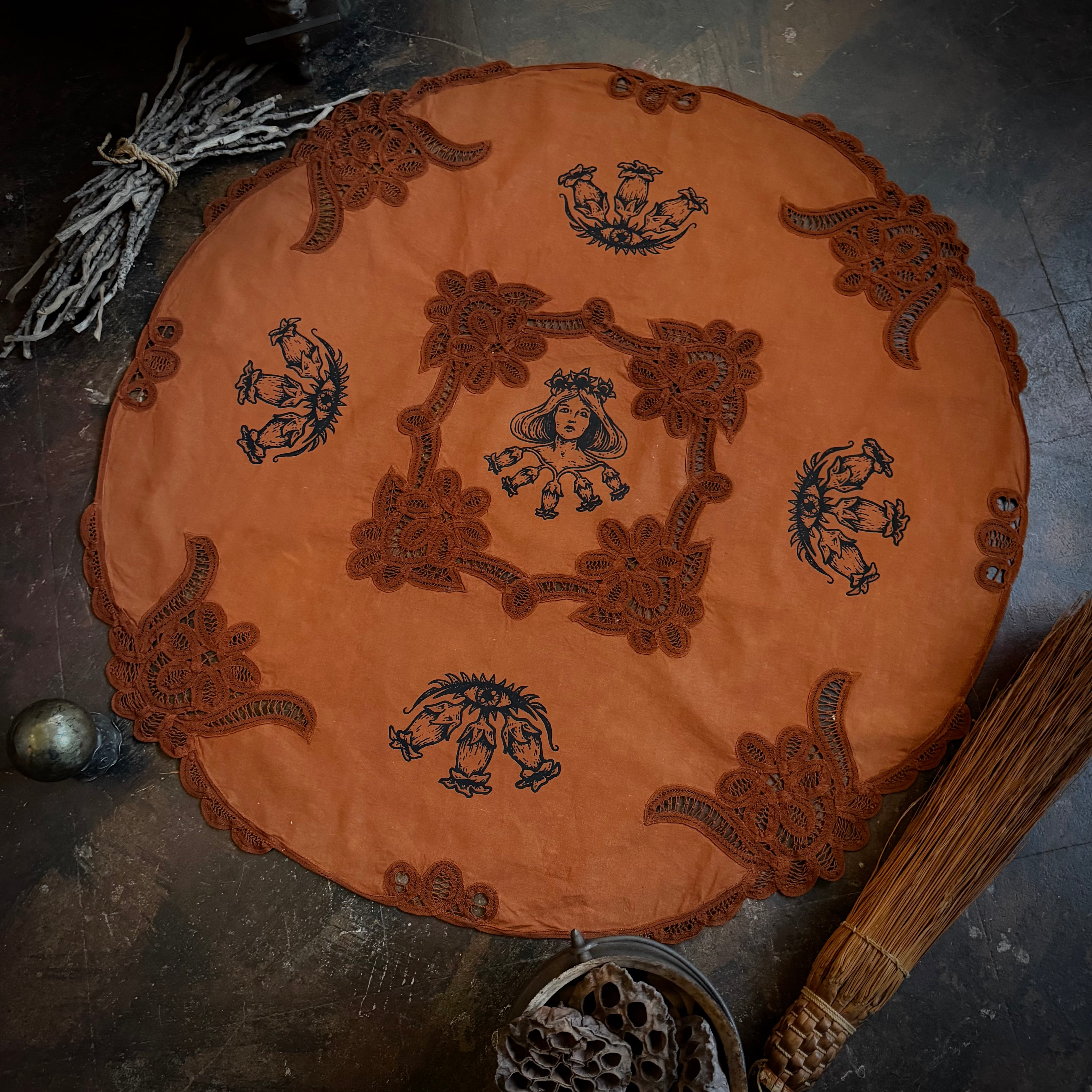 Lady Belladonna large round altar cloth in Pumpkin Pie, one-of-a-kind