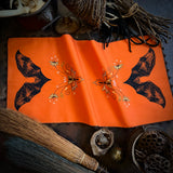 Vampire Bat altar cloth runner in Bright Pumpkin, one-of-a-kind