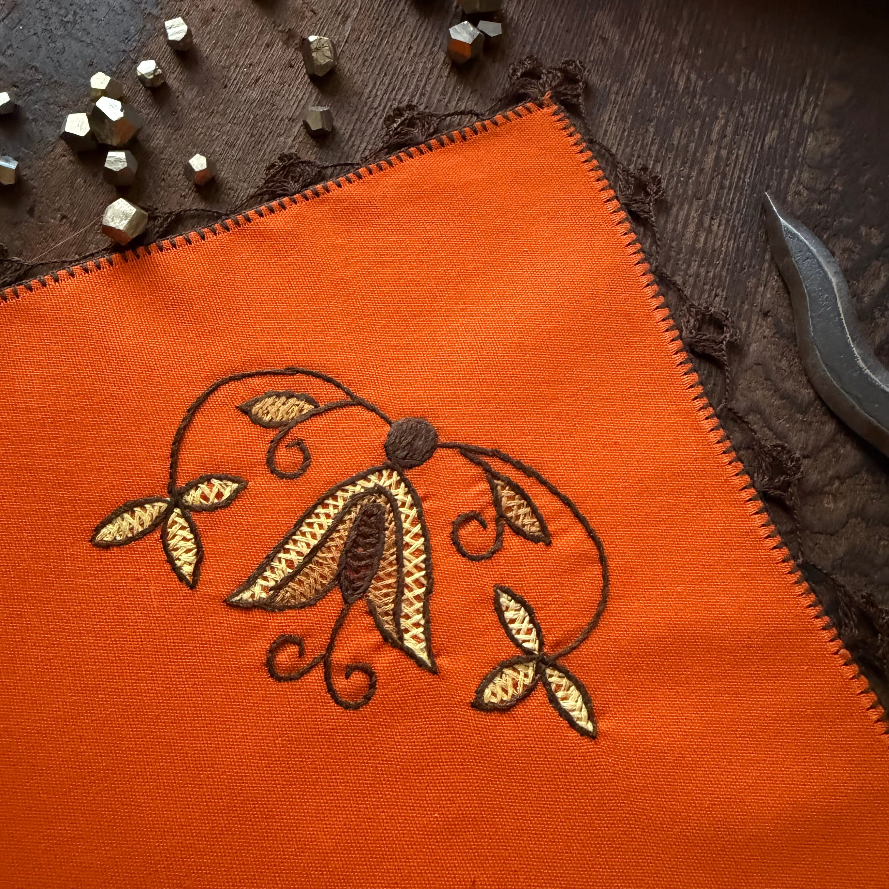 Vampire Bat altar cloth in Bright Pumpkin, limited edition
