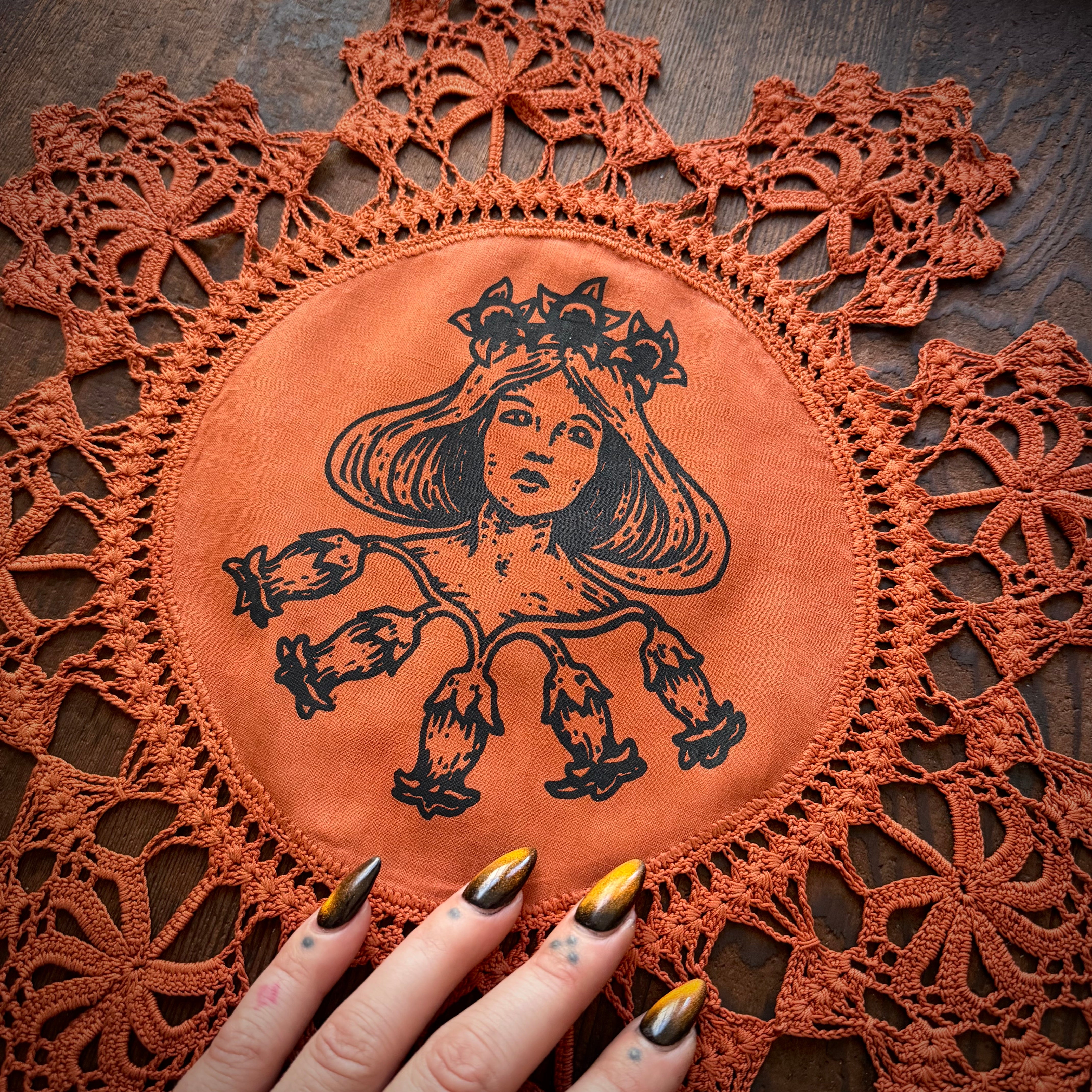 Lady Belladonna altar cloth in Russet, one-of-a-kind