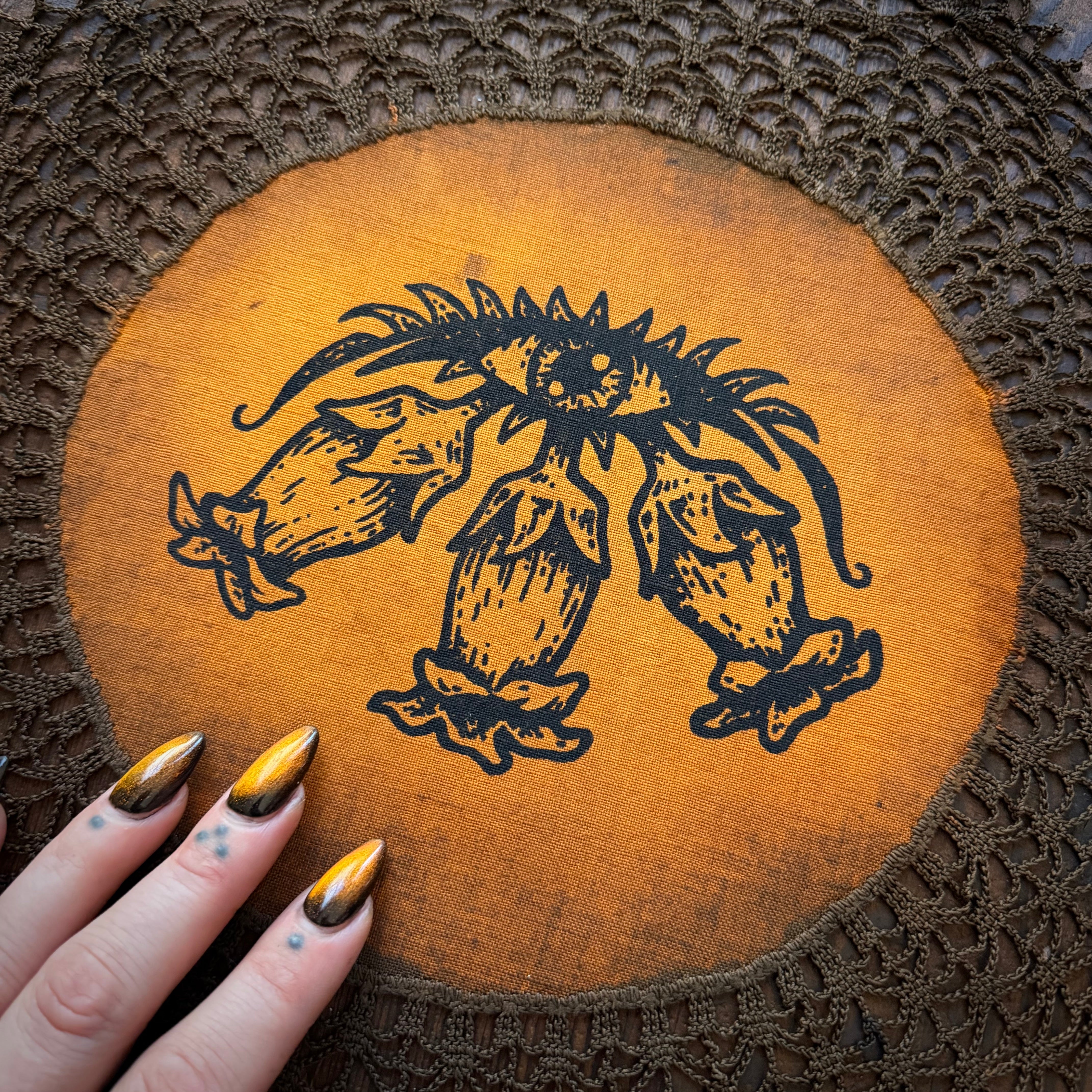 Belladonna altar cloth in Bonfire, one-of-a-kind