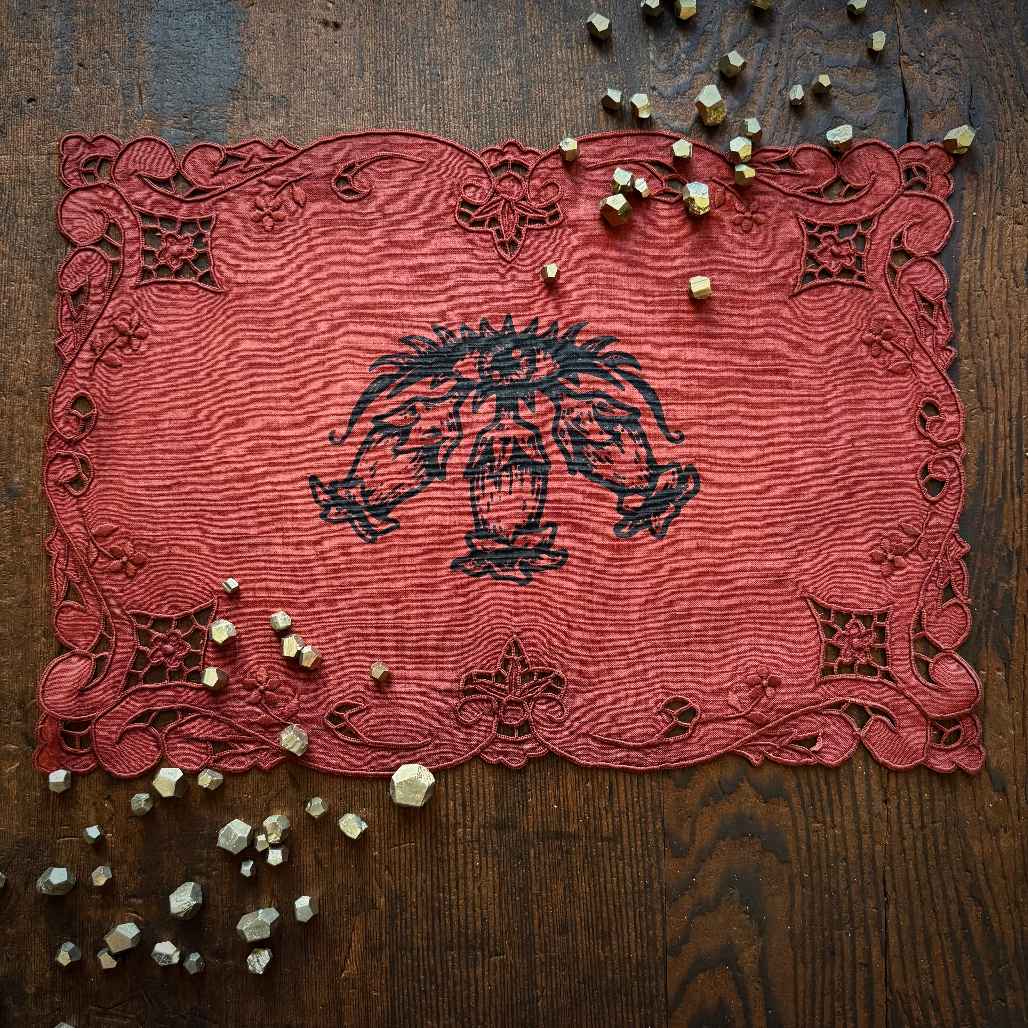 Belladonna altar cloth in Crimson Leaves, one-of-a-kind