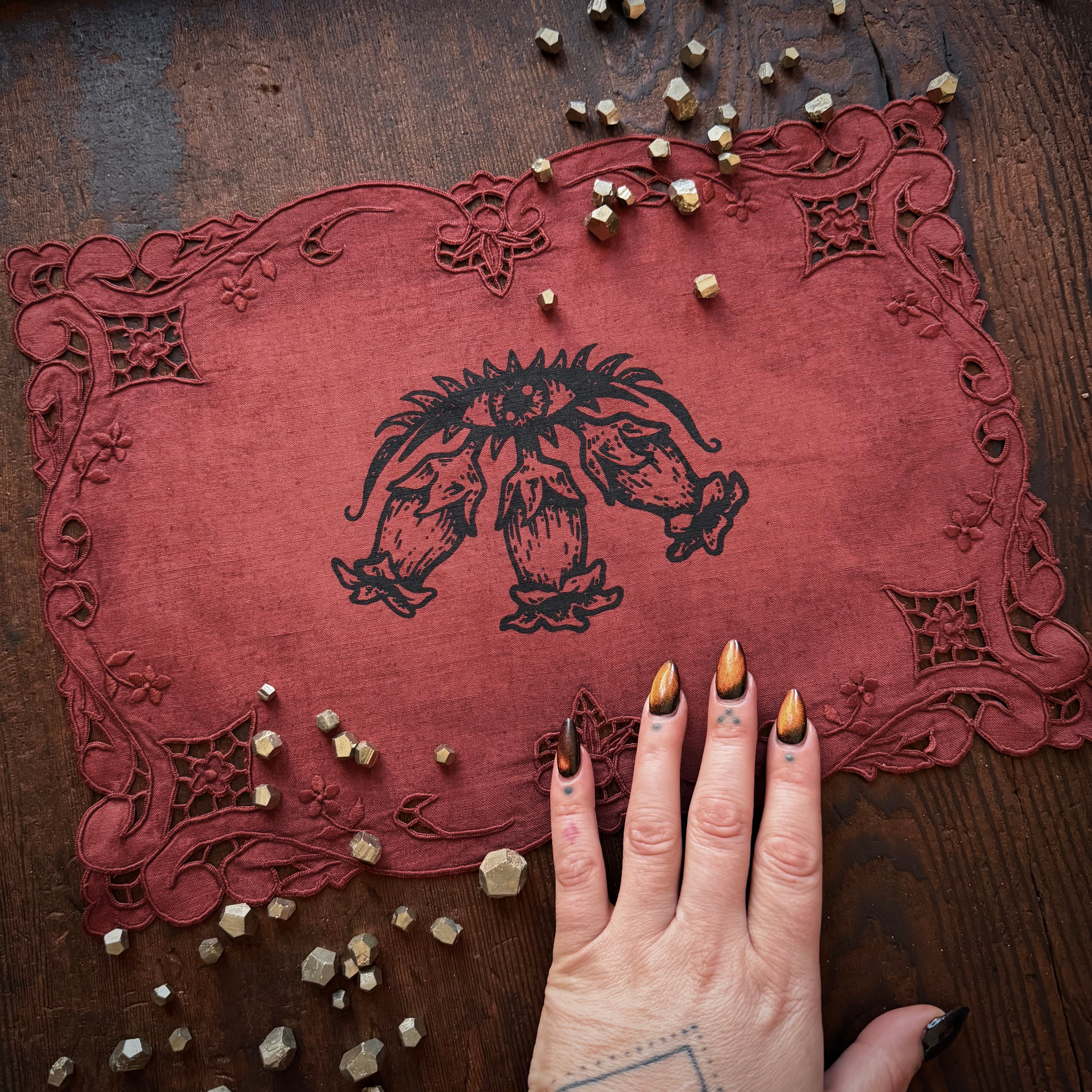 Belladonna altar cloth in Crimson Leaves, one-of-a-kind