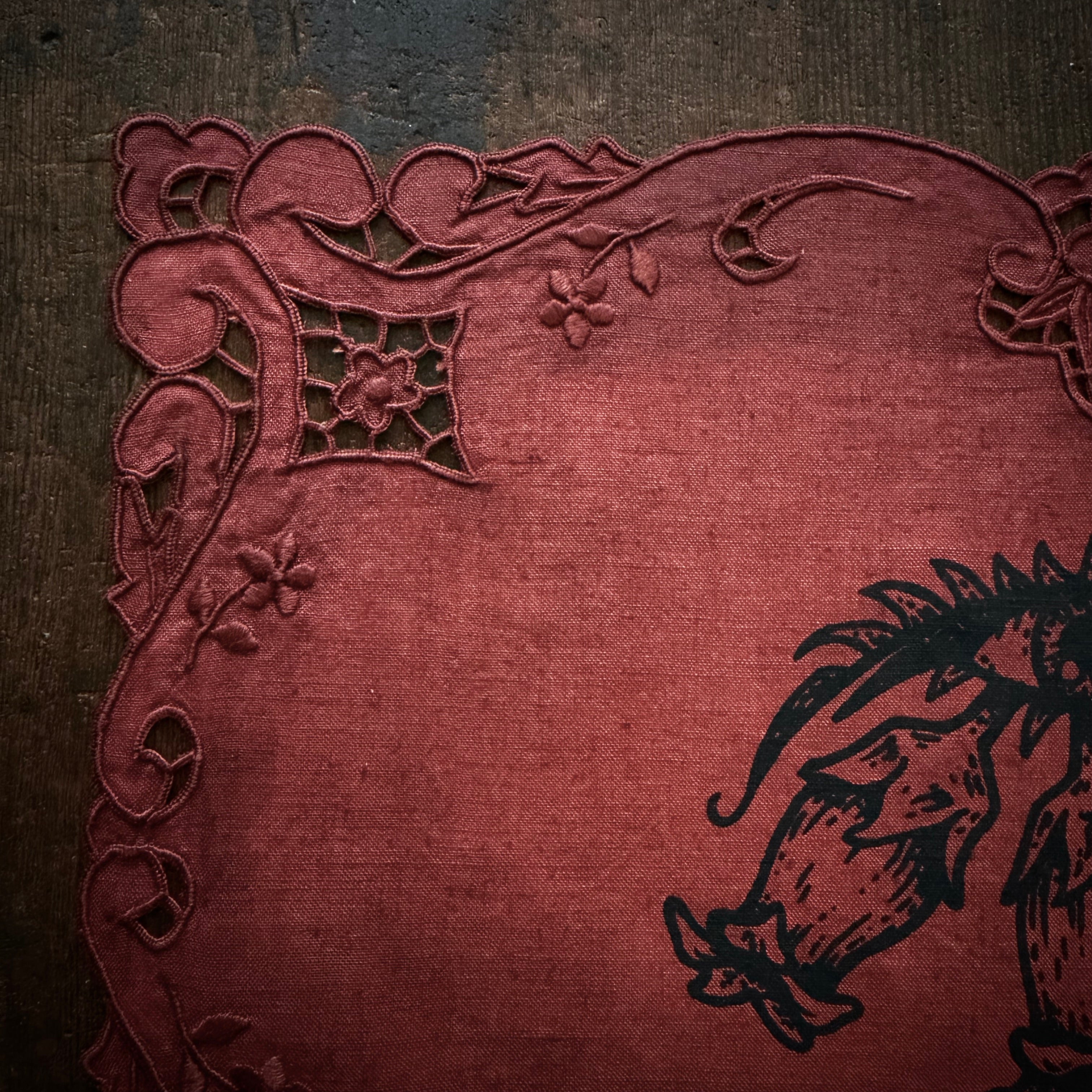 Belladonna altar cloth in Crimson Leaves, one-of-a-kind