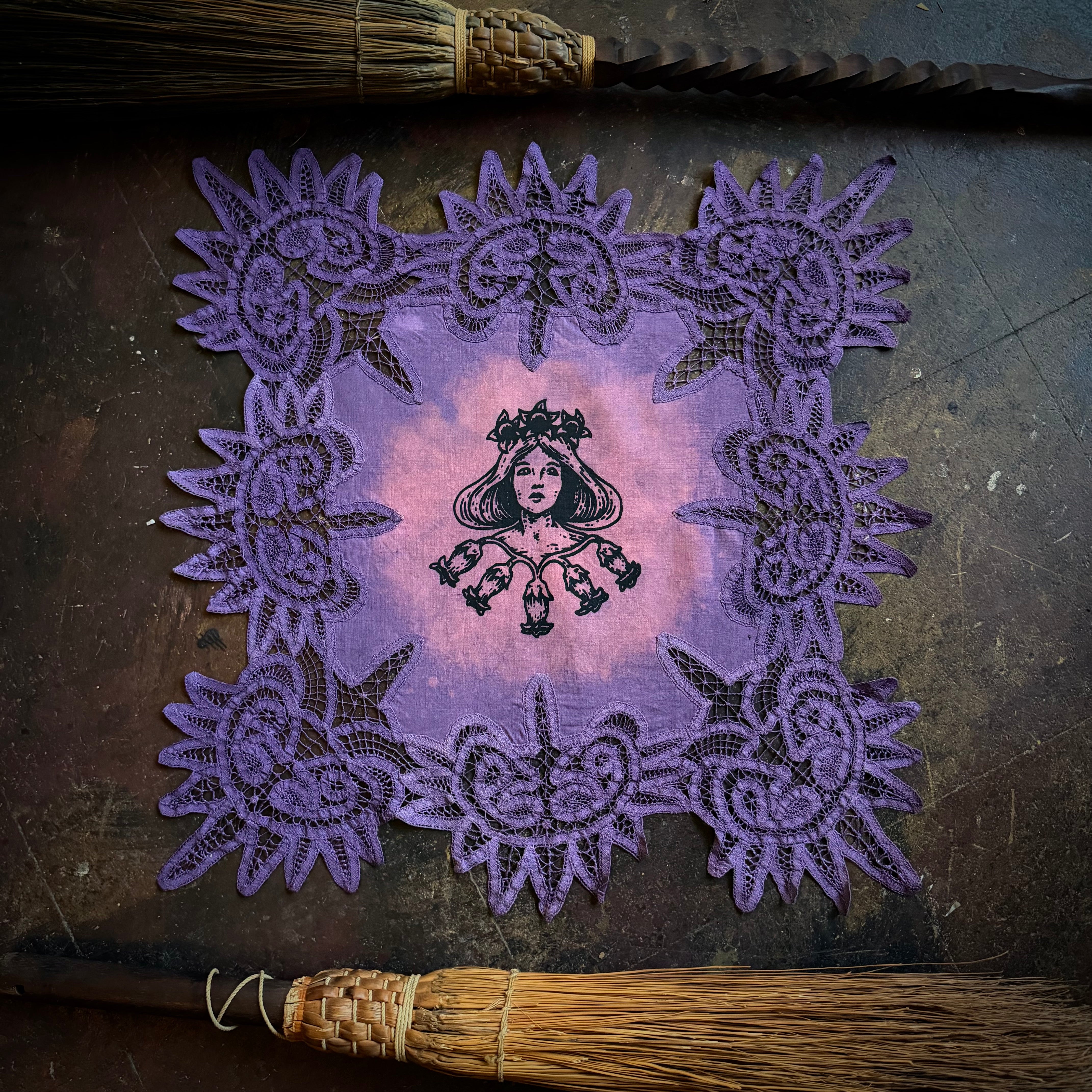 Lady Belladonna altar cloth in Nightshade, one-of-a-kind