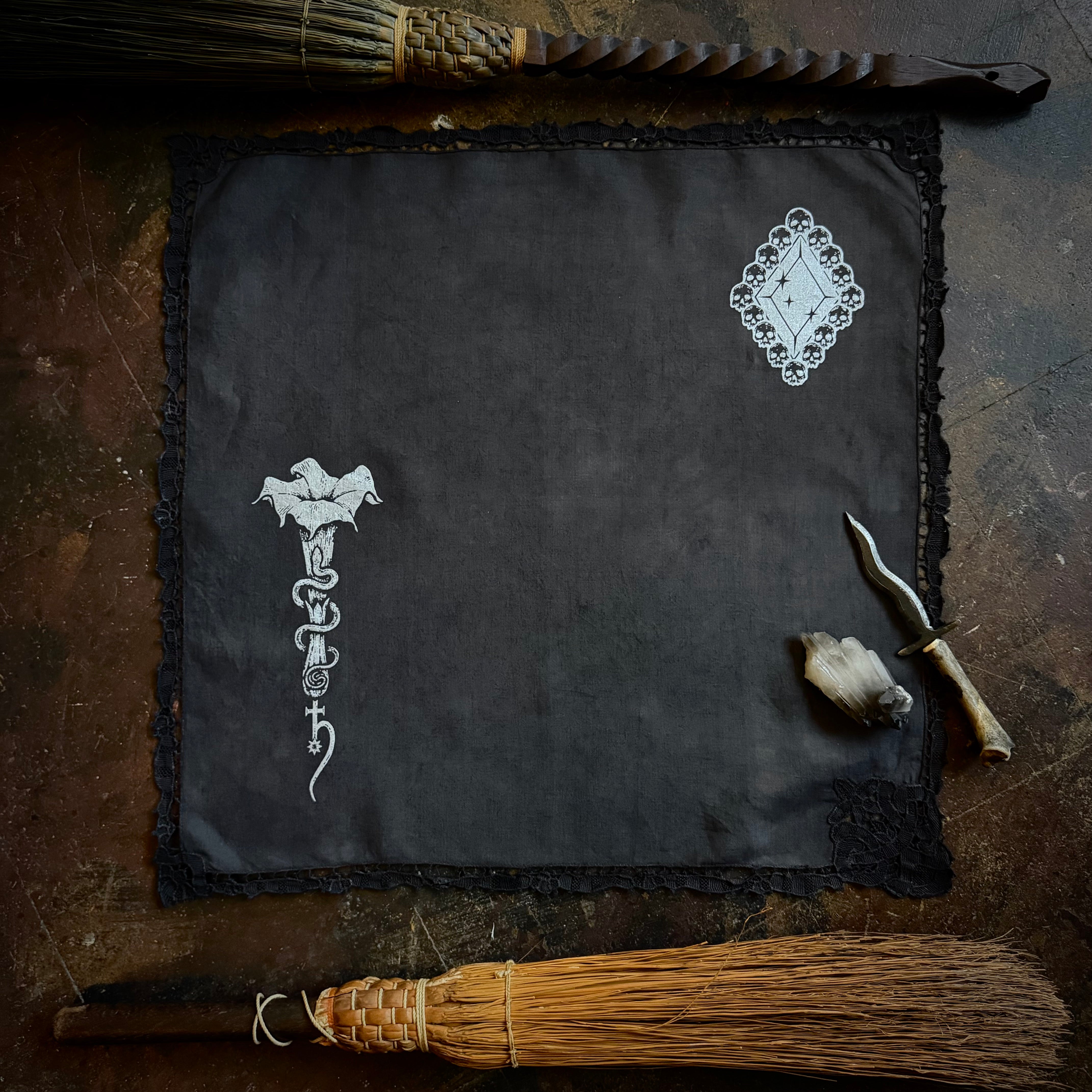 Datura Diamond altar cloth in Black, limited edition