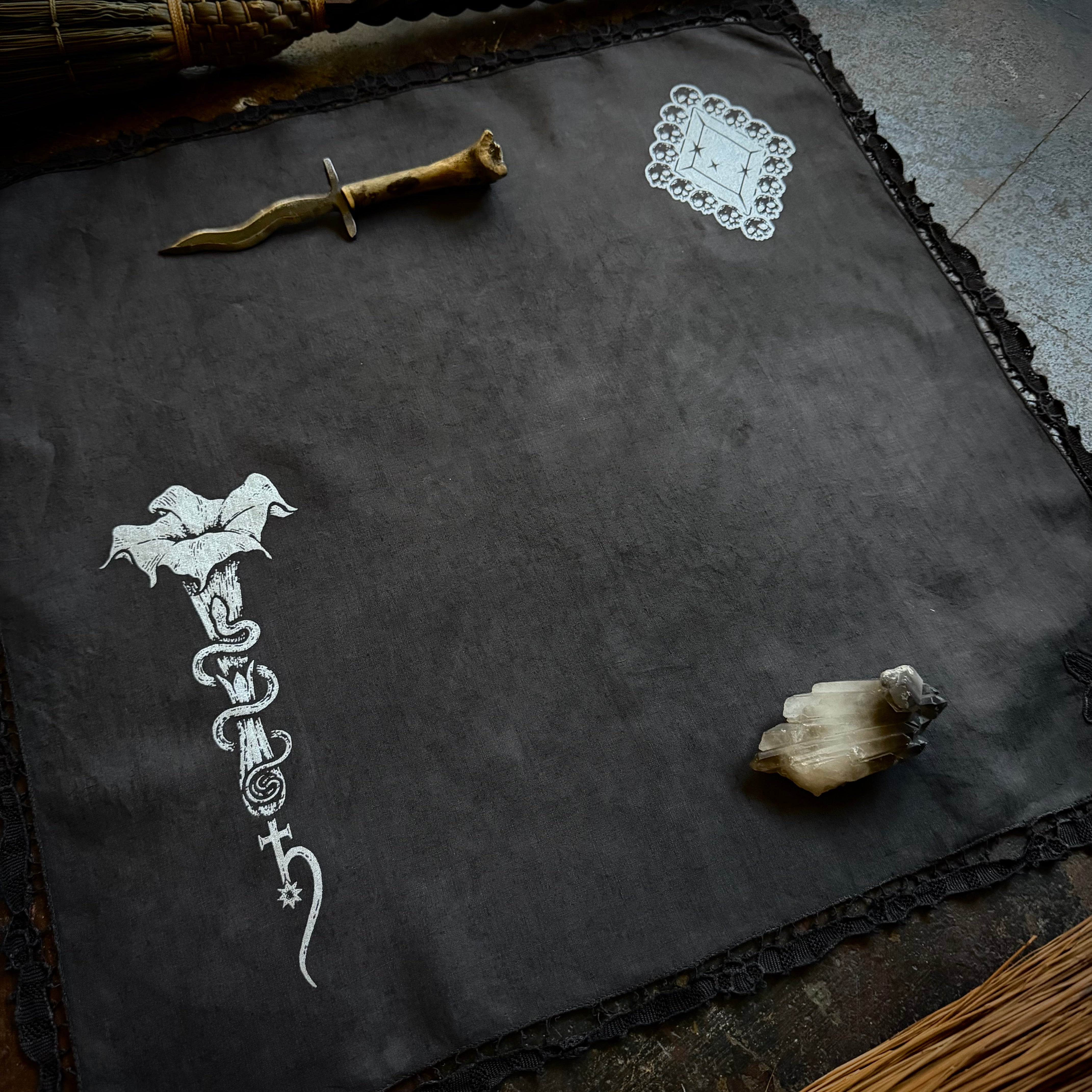 Datura Diamond altar cloth in Black, limited edition