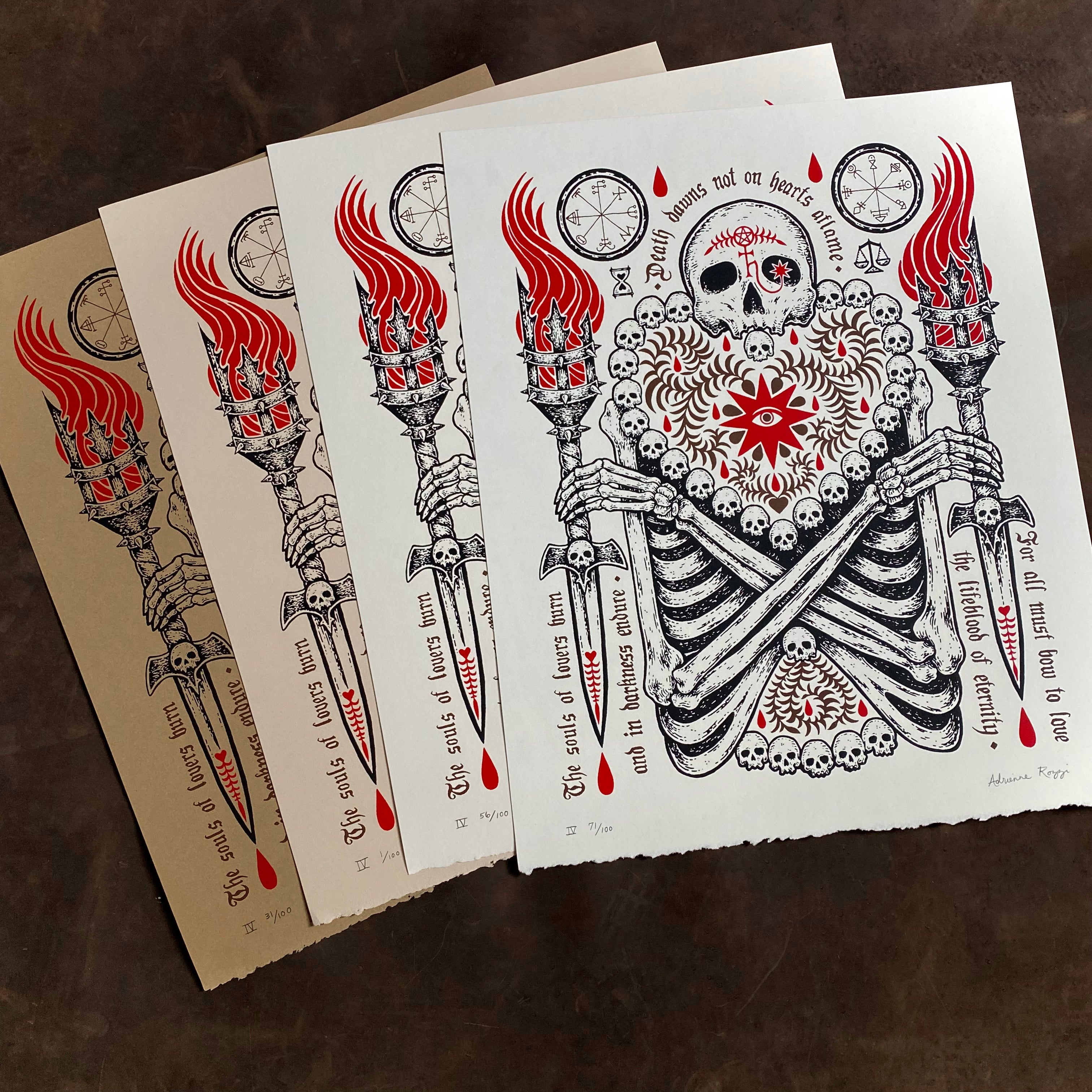 Death Dawns Not on Hearts Aflame screen print, fourth printing, limited edition