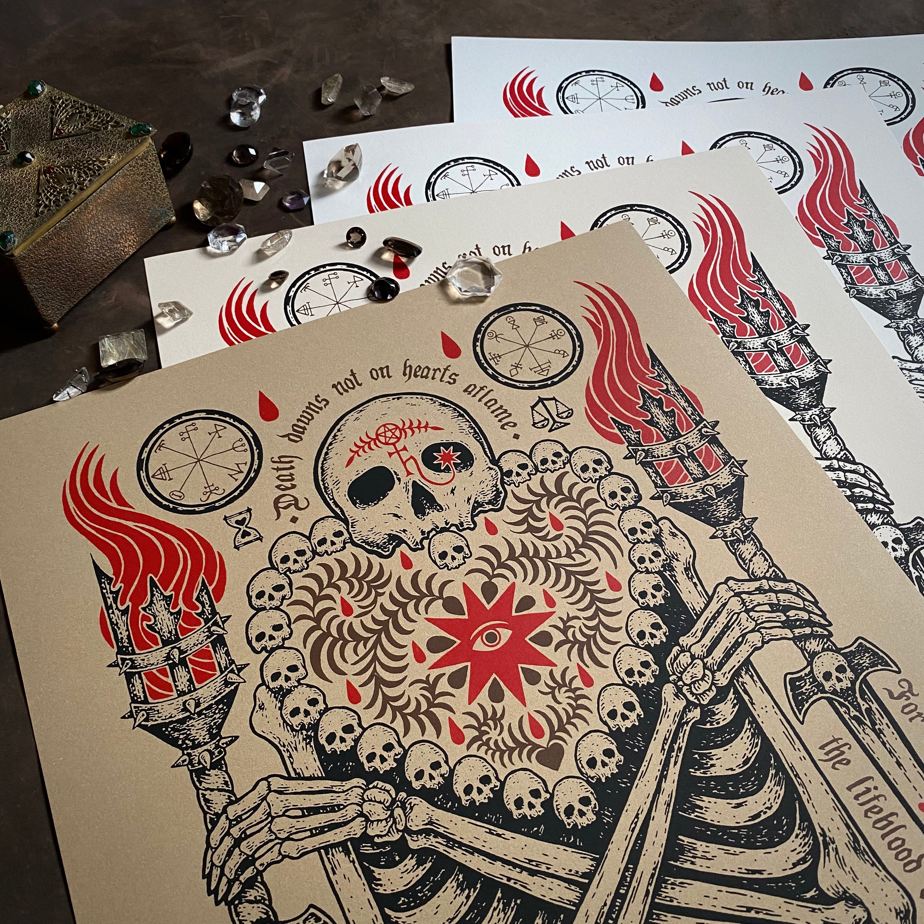 Death Dawns Not on Hearts Aflame screen print, fourth printing, limited edition