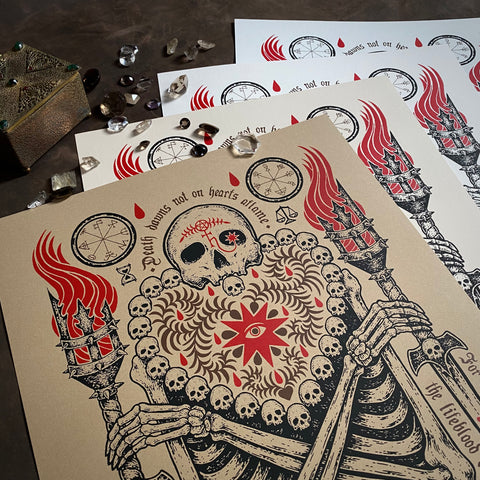 Death Dawns Not on Hearts Aflame screen print, fourth printing, limited edition