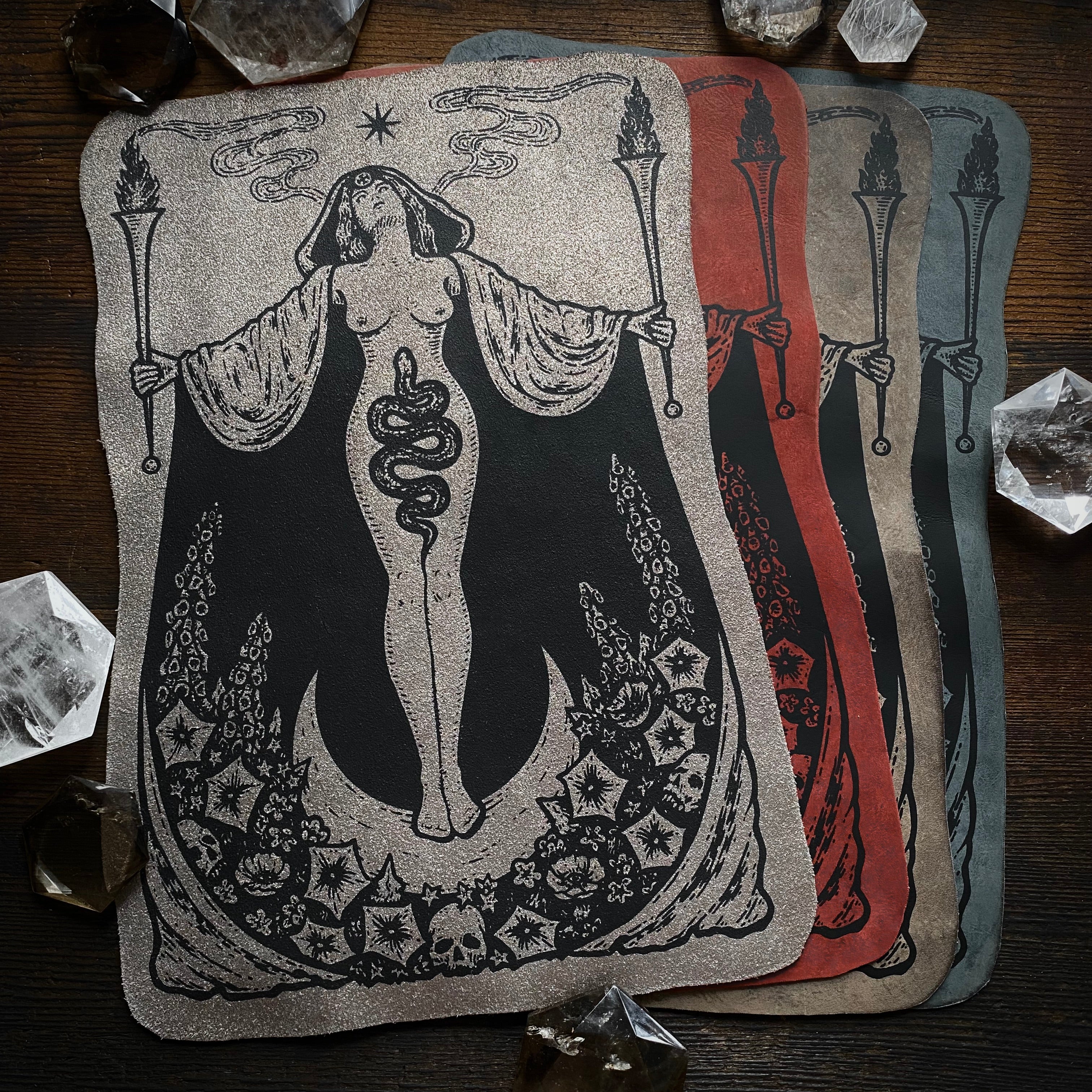 Hecate's Garden leather patch and altar cloth